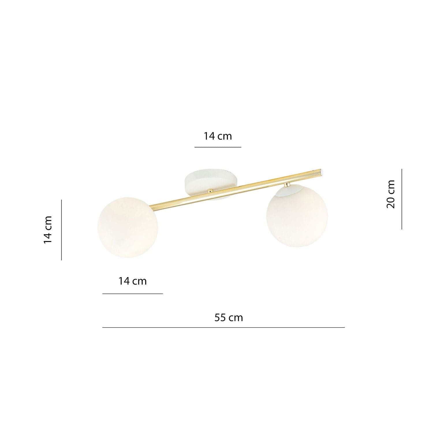 Plafoniera Contemporanea 2 Luci Splendi In Acciaio Oro E Sfere Vetro Bianco in Lampadari LuceArt - Montecorvino Pugliano, commercioVirtuoso.it