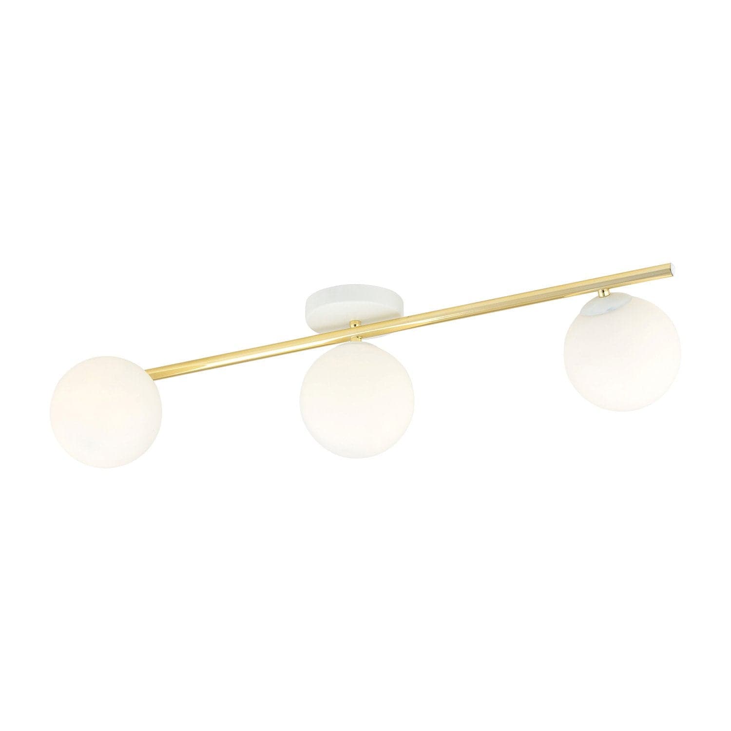 Plafoniera Contemporanea 3 Luci Splendi In Acciaio Oro E Sfere Vetro Bianco in Lampadari LuceArt - Montecorvino Pugliano, commercioVirtuoso.it