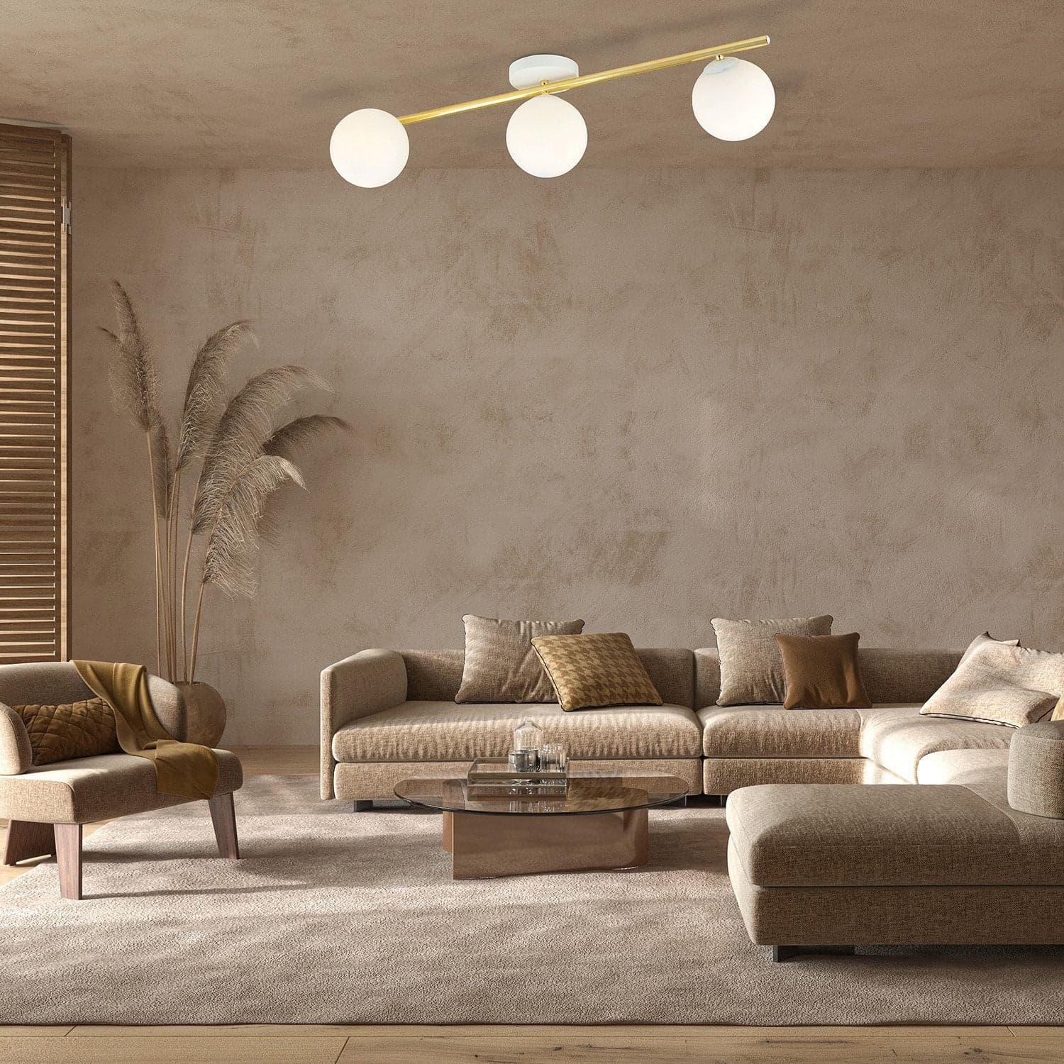 Plafoniera Contemporanea 3 Luci Splendi In Acciaio Oro E Sfere Vetro Bianco in Lampadari LuceArt - Montecorvino Pugliano, commercioVirtuoso.it