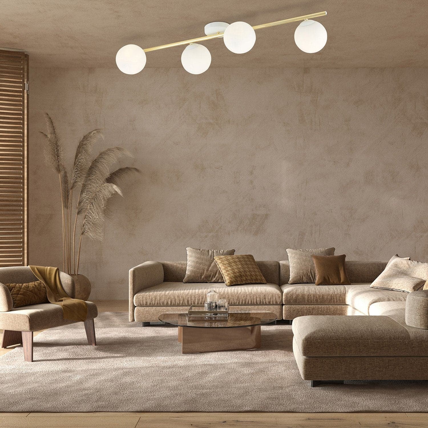 Plafoniera Contemporanea 4 Luci Splendi In Acciaio Oro E Sfere Vetro Bianco in Lampadari LuceArt - Montecorvino Pugliano, commercioVirtuoso.it