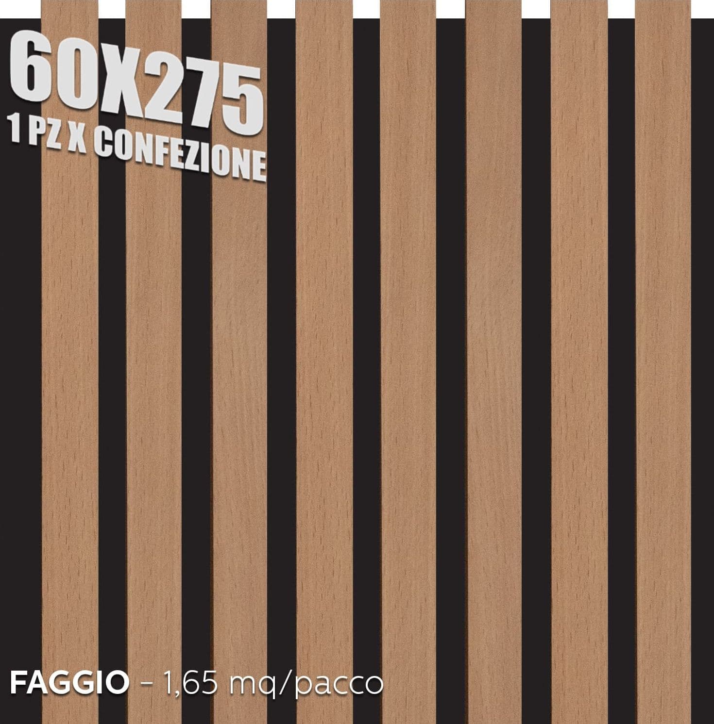 Pannelli Fonoassorbenti Acustici Decorativi effetto Legno per Pareti cm275x60 1,65mq/pacco in Pannelli a muro 3D Masterbrico - Longobardi, commercioVirtuoso.it