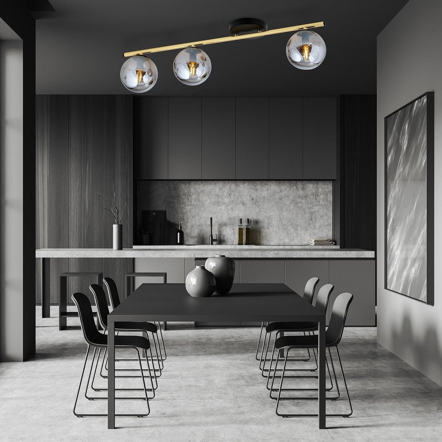 Plafoniera Contemporanea 3 Luci Monza In Acciaio Oro E Sfere Vetro Fumè in Plafoniere LuceArt - Montecorvino Pugliano, commercioVirtuoso.it