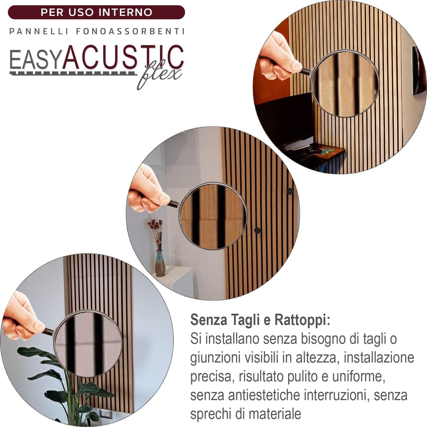 Pannelli Fonoassorbenti Acustici Decorativi effetto Legno per Pareti cm275x60 1,65mq/pacco in Pannelli a muro 3D Masterbrico - Longobardi, commercioVirtuoso.it