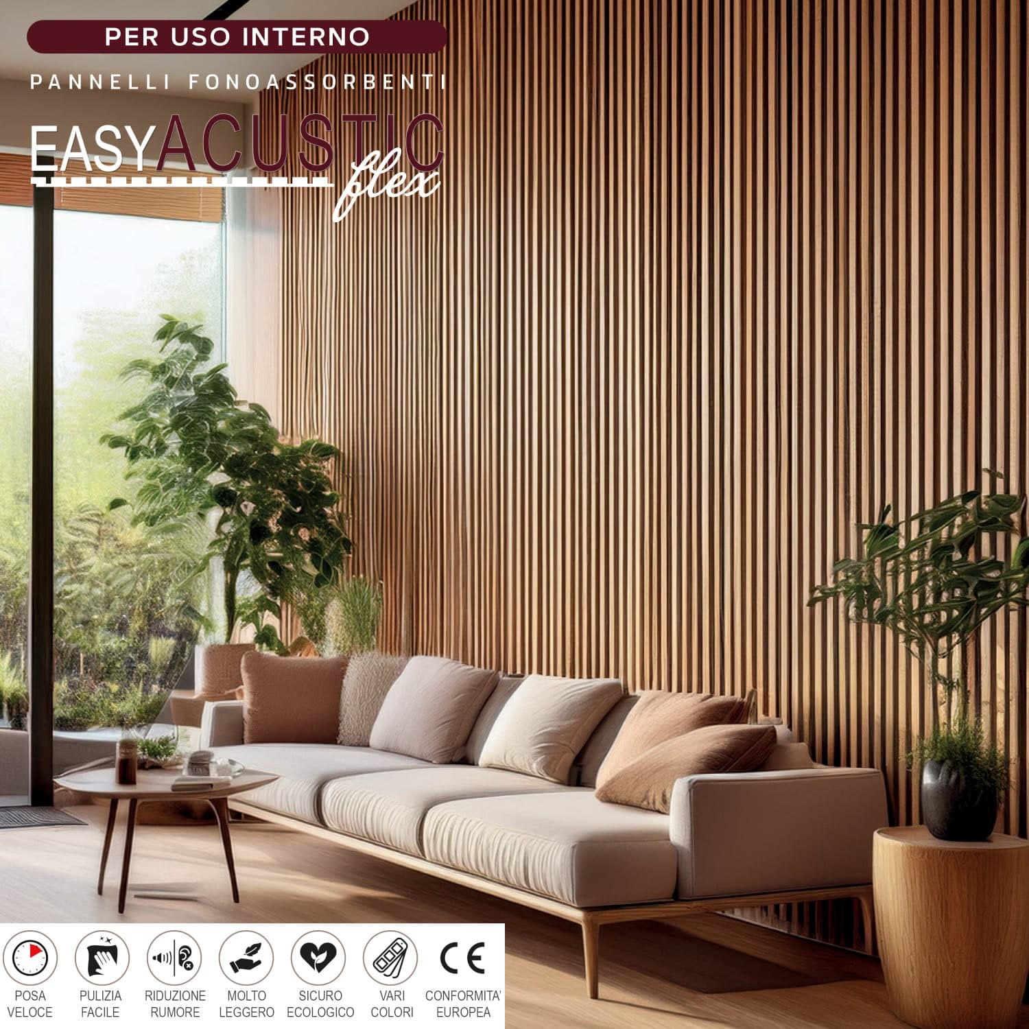Pannelli Fonoassorbenti Acustici Decorativi effetto Legno per Pareti cm275x60 1,65mq/pacco in Pannelli a muro 3D Masterbrico - Longobardi, commercioVirtuoso.it