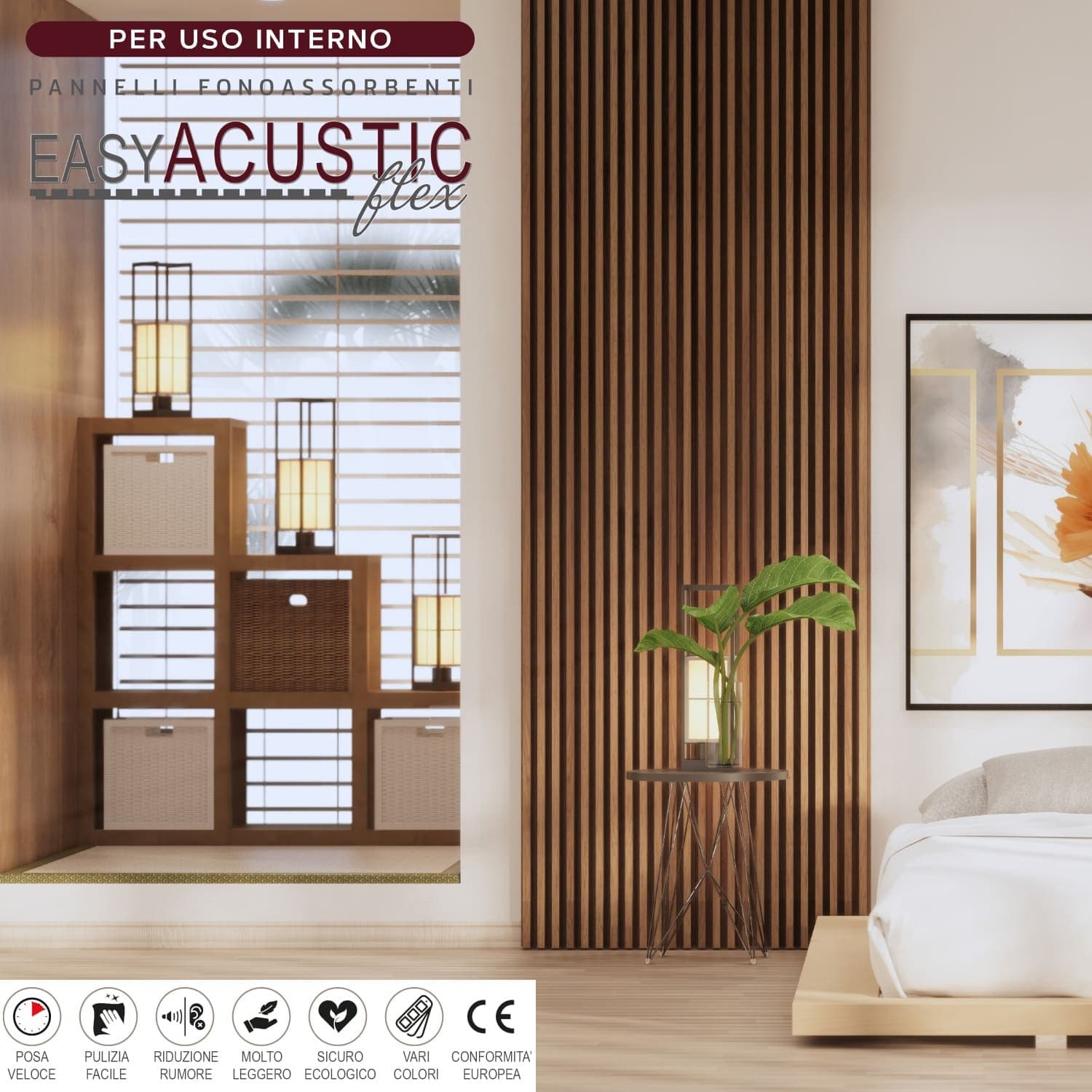 Pannelli Fonoassorbenti Acustici Decorativi effetto Legno per Pareti cm275x60 1,65mq/pacco in Pannelli a muro 3D Masterbrico - Longobardi, commercioVirtuoso.it