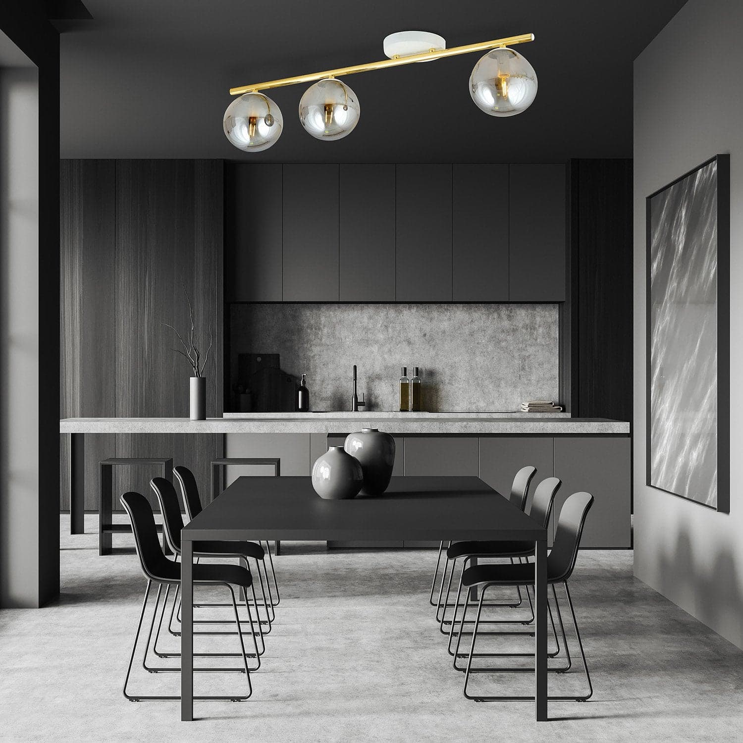 Plafoniera Contemporanea 3 Luci Monza In Acciaio Oro Bianco E Sfere Vetro Fumè in Plafoniere LuceArt - Montecorvino Pugliano, commercioVirtuoso.it