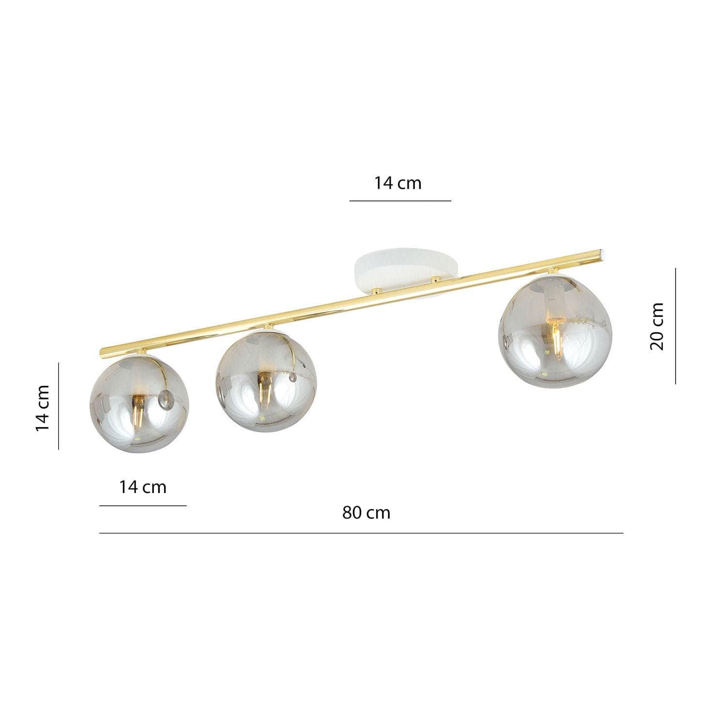 Plafoniera Contemporanea 3 Luci Monza In Acciaio Oro Bianco E Sfere Vetro Fumè in Plafoniere LuceArt - Montecorvino Pugliano, commercioVirtuoso.it
