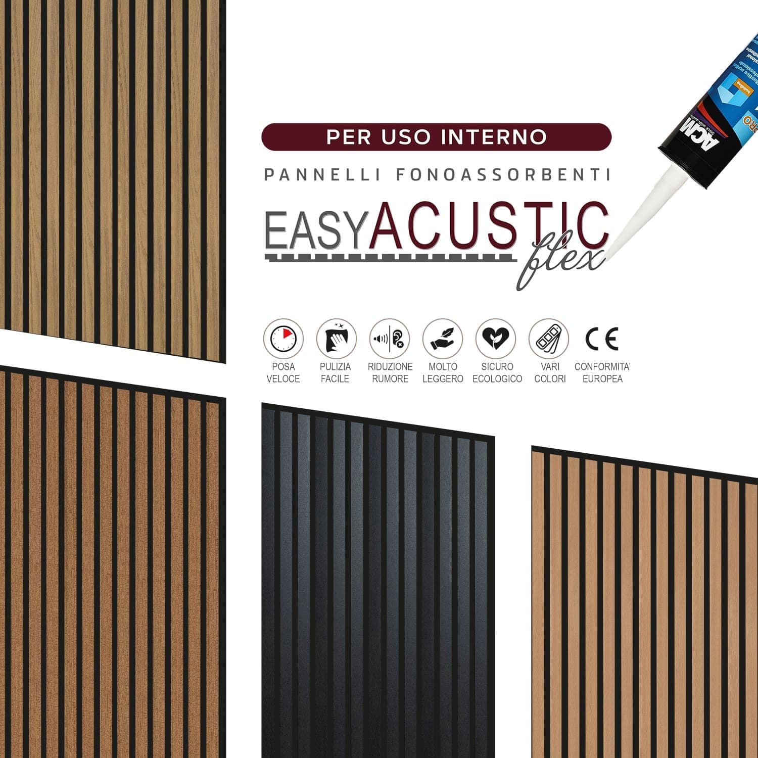 Pannelli Fonoassorbenti Acustici Decorativi effetto Legno per Pareti cm275x60 1,65mq/pacco in Pannelli a muro 3D Masterbrico - Longobardi, commercioVirtuoso.it