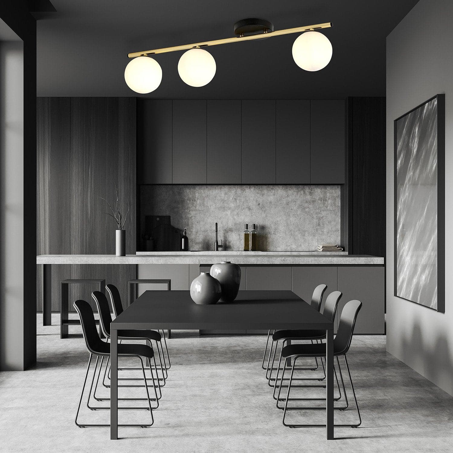 Plafoniera Contemporanea 3 Luci Monza In Acciaio Oro Nero E Sfere Vetro Bianco in Lampade a sospensione LuceArt - Montecorvino Pugliano, commercioVirtuoso.it