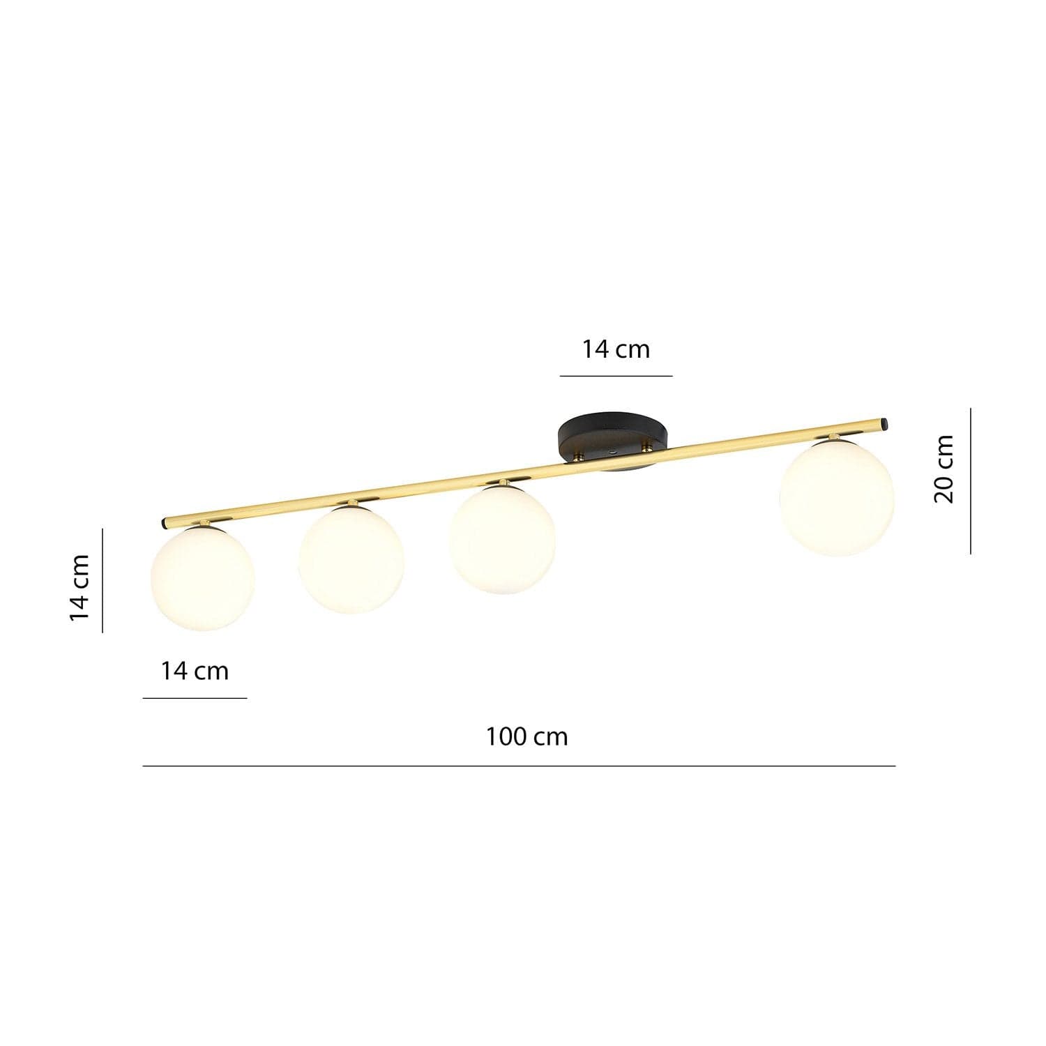 Plafoniera Contemporanea 4 Luci Monza In Acciaio Oro Nero E Sfere Vetro Bianco in Plafoniere LuceArt - Montecorvino Pugliano, commercioVirtuoso.it