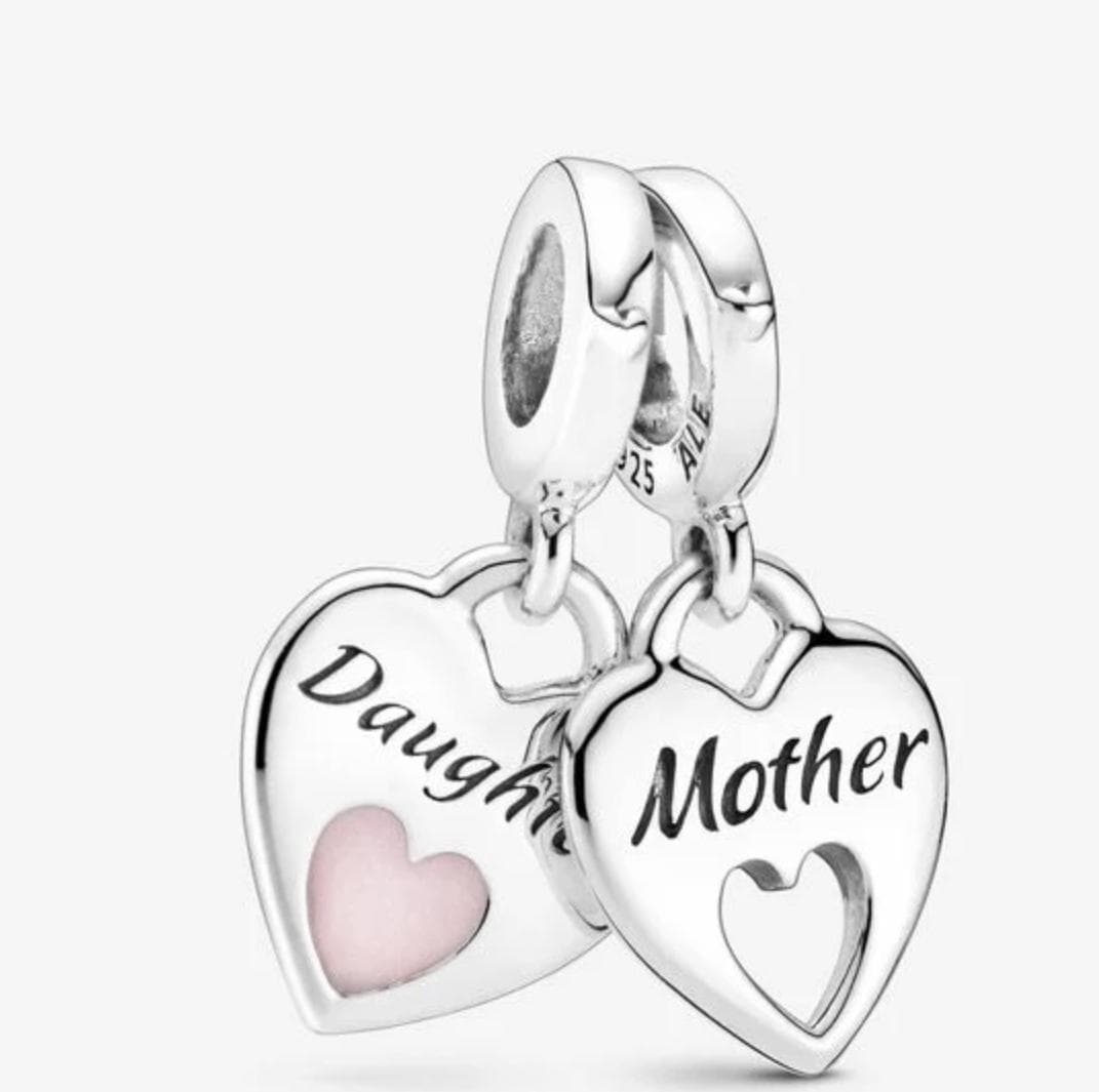 Pandora - Charm pendente con doppio cuore