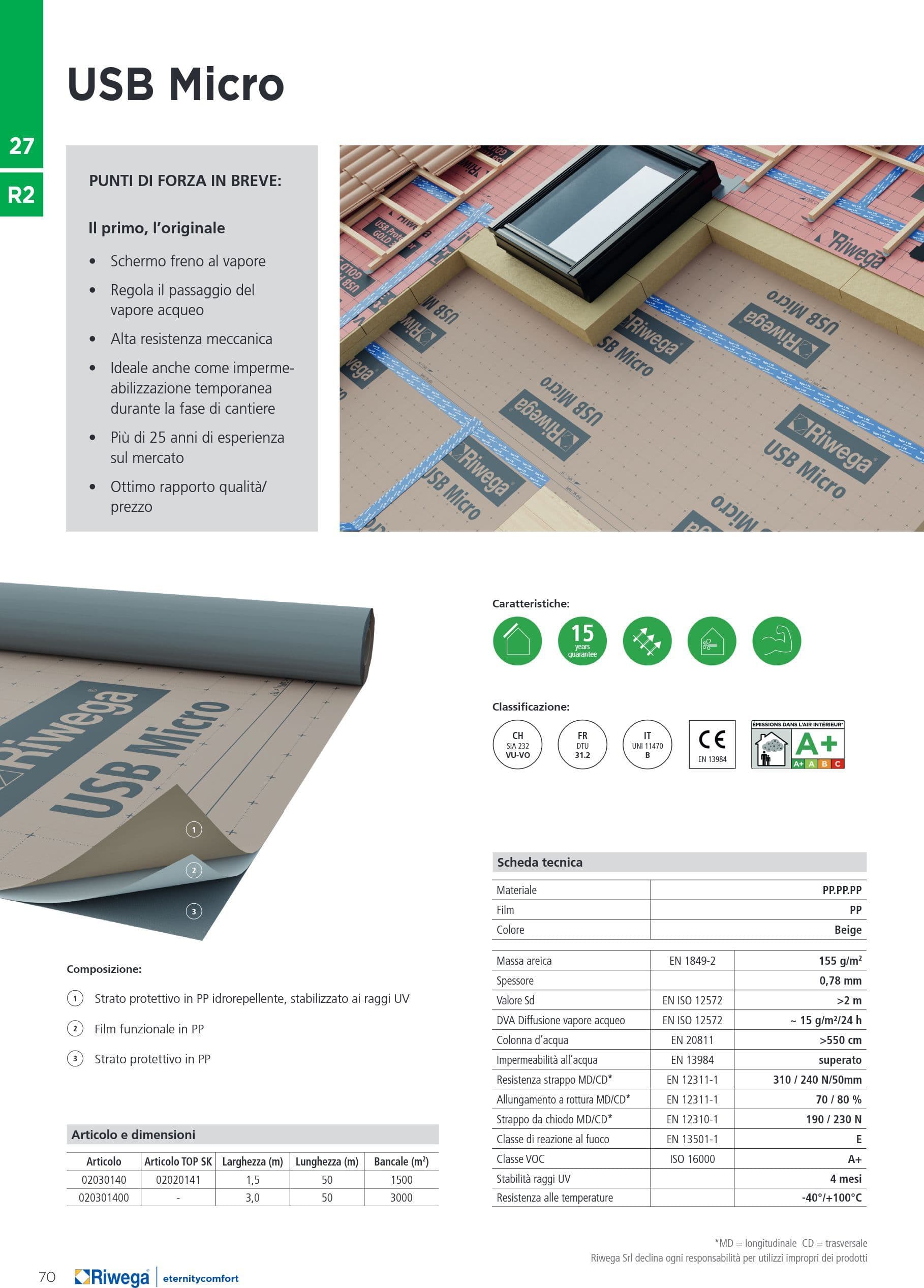 Riwega USB Micro - Telo Freno al Vapore Impermeabile 155 g/m² Rotolo da 1,5x50 mt (75mq) in Stracci e raccogli polvere Masterbrico - Longobardi, commercioVirtuoso.it