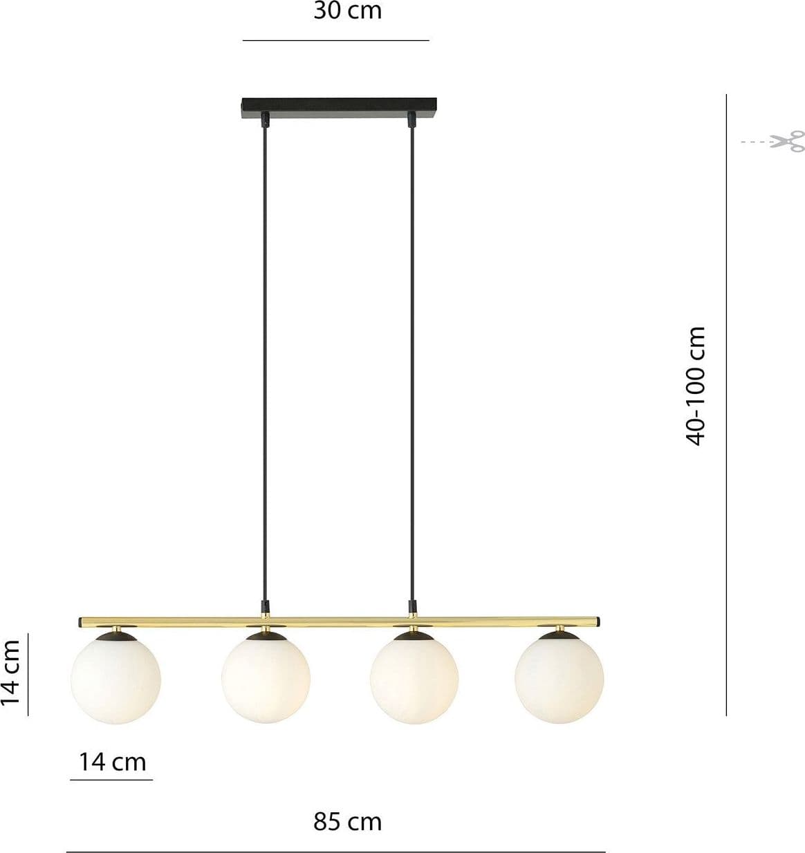 Sospensione Contemporanea 4 Luci Alora In Acciaio Oro Nero E Sfere Vetro Bianco in Lampade a sospensione LuceArt - Montecorvino Pugliano, commercioVirtuoso.it