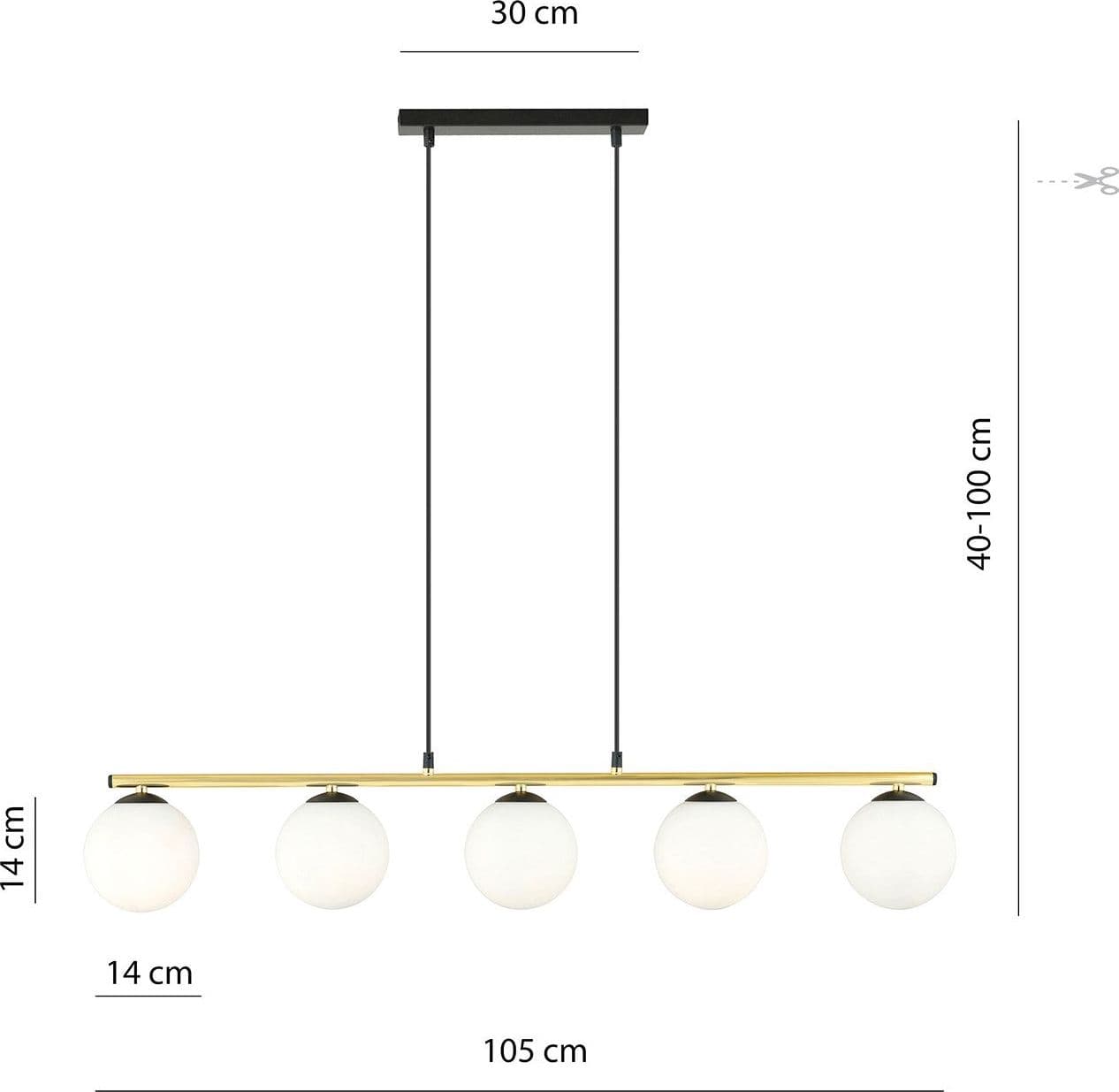 Sospensione Contemporanea 5 Luci Alora In Acciaio Oro Nero E Sfere Vetro Bianco in Lampade a sospensione LuceArt - Montecorvino Pugliano, commercioVirtuoso.it