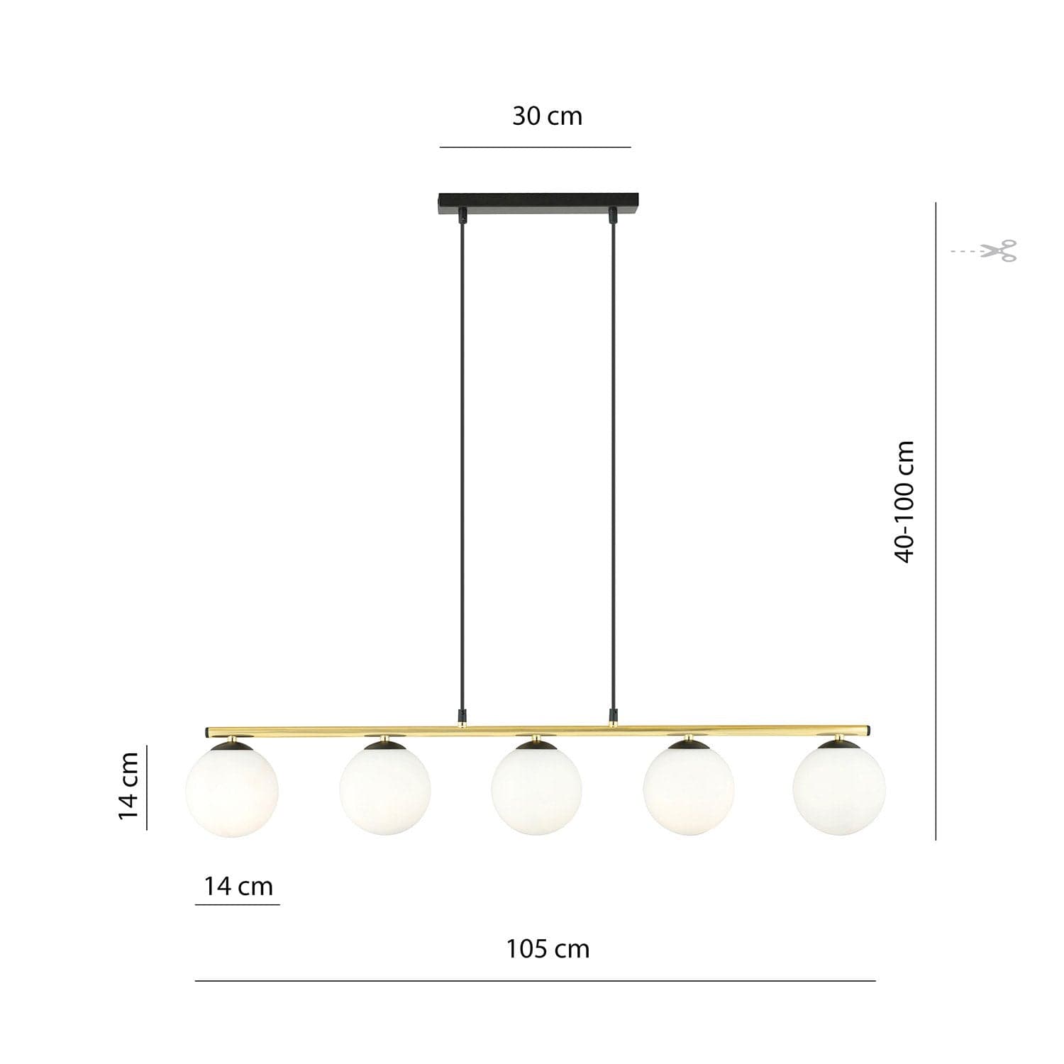 Sospensione Contemporanea 5 Luci Alora In Acciaio Oro Nero E Sfere Vetro Bianco in Lampade a sospensione LuceArt - Montecorvino Pugliano, commercioVirtuoso.it
