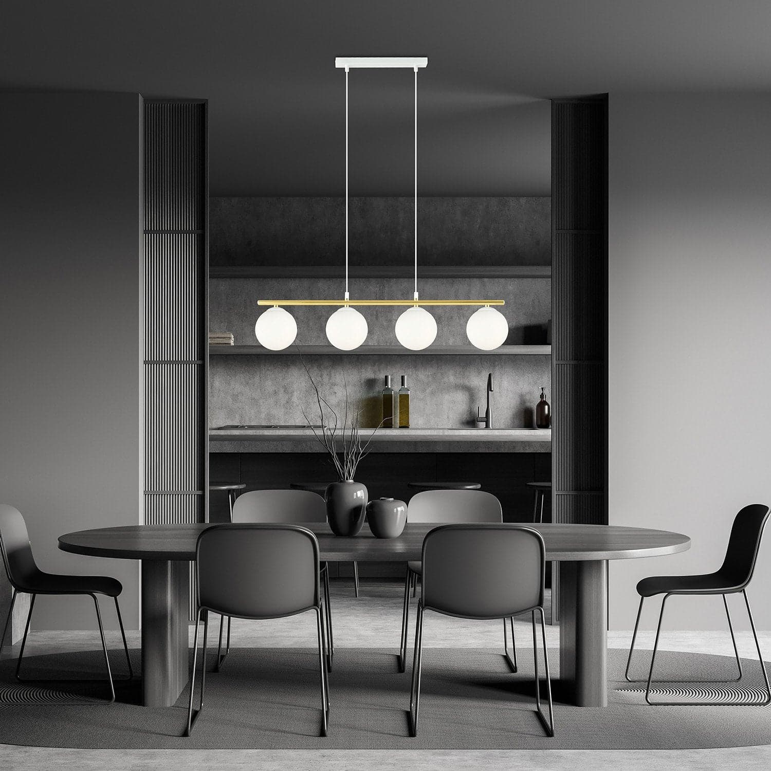 Sospensione Contemporanea 4 Luci Alora In Acciaio Oro E Sfere Vetro Bianco in Lampade a sospensione LuceArt - Montecorvino Pugliano, commercioVirtuoso.it