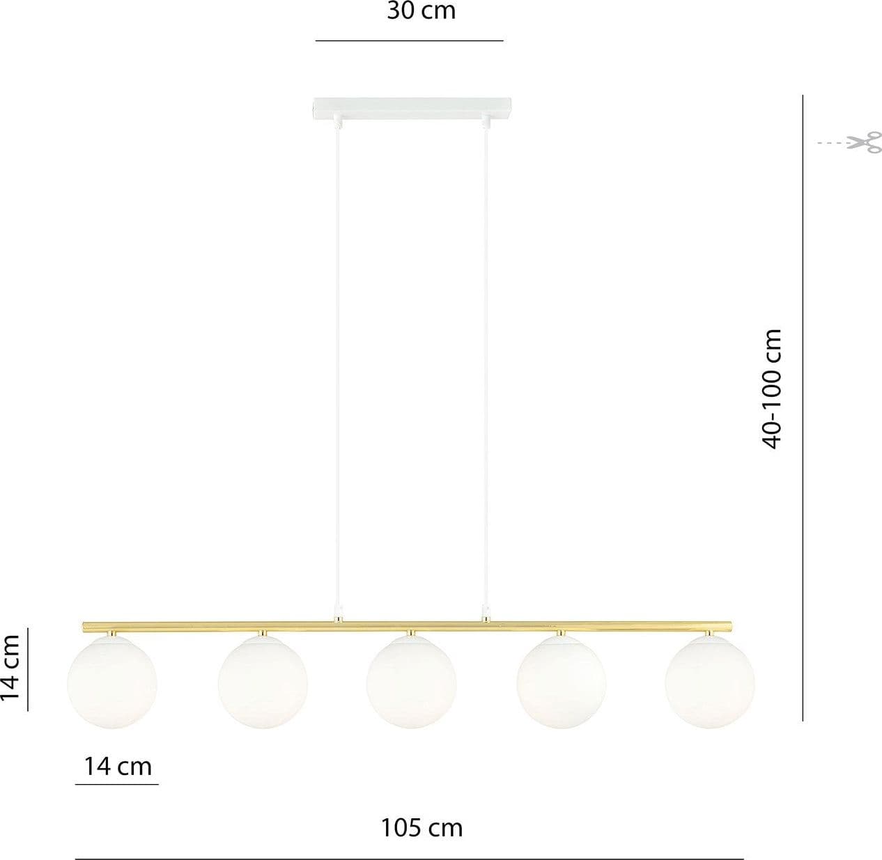 Sospensione Contemporanea 5 Luci Alora In Acciaio Oro E Sfere Vetro Bianco in Lampade a sospensione LuceArt - Montecorvino Pugliano, commercioVirtuoso.it
