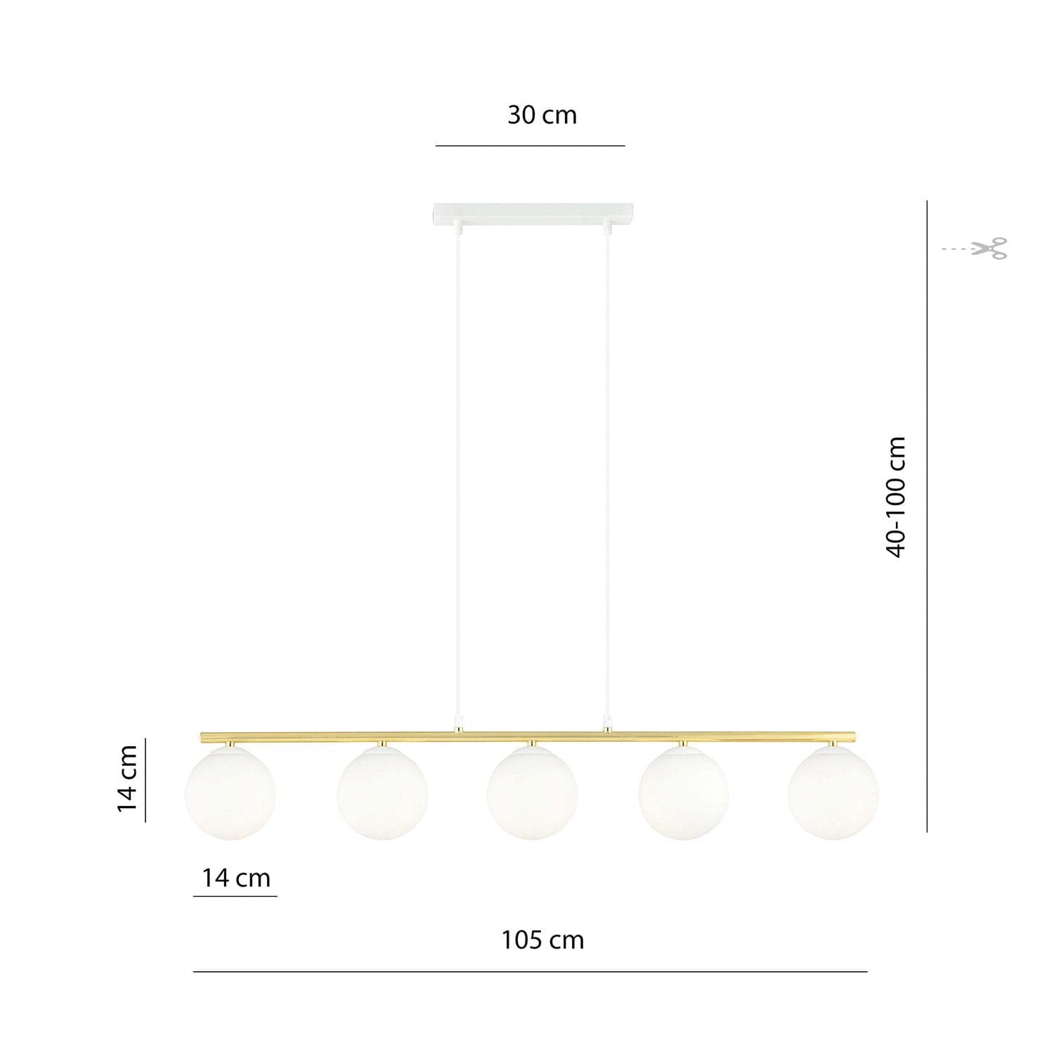 Sospensione Contemporanea 5 Luci Alora In Acciaio Oro E Sfere Vetro Bianco in Lampade a sospensione LuceArt - Montecorvino Pugliano, commercioVirtuoso.it