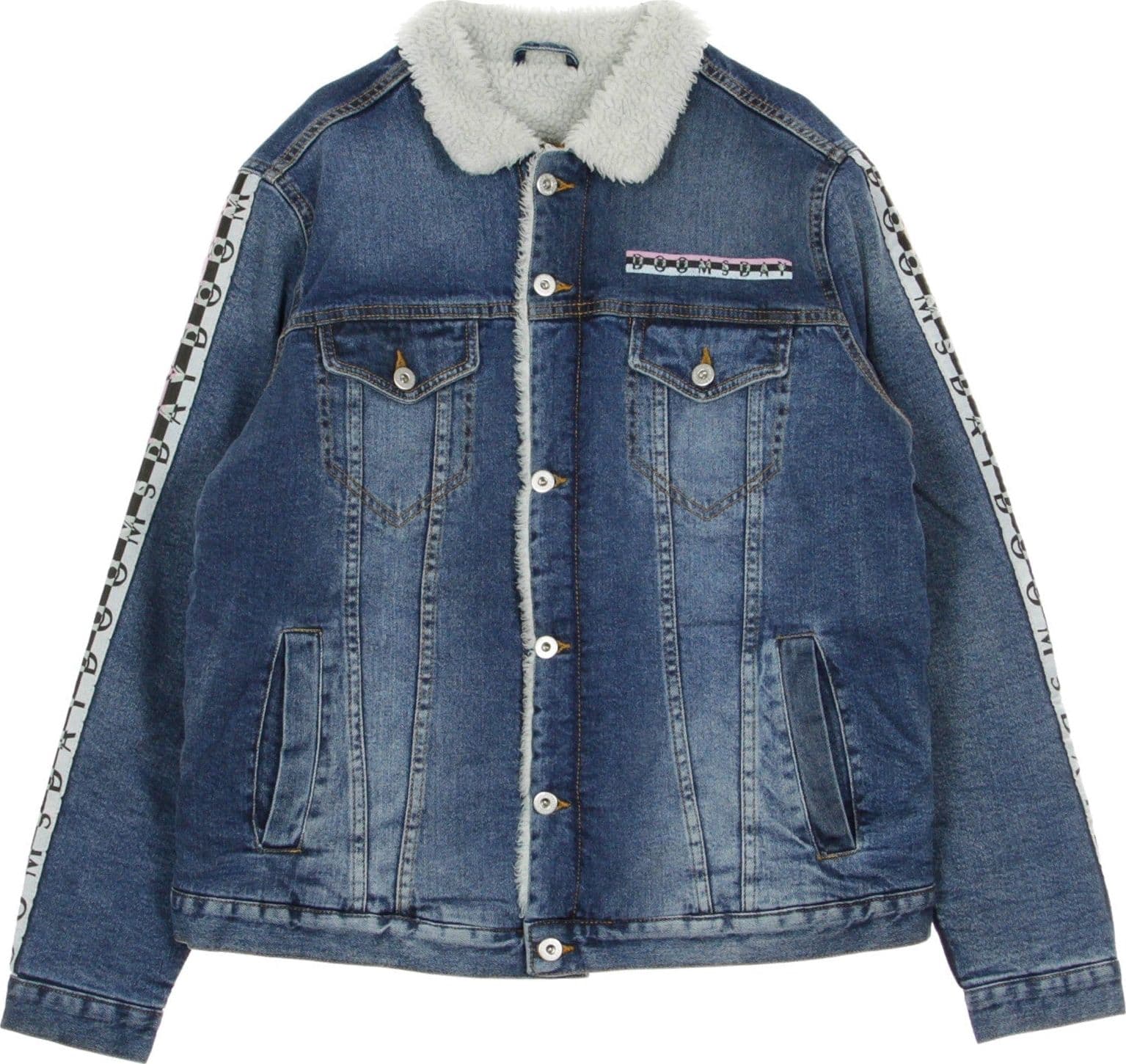 DOOMSDAY Giubbotto Jeans Uomo Necklace Denim Jacket Stone Wash