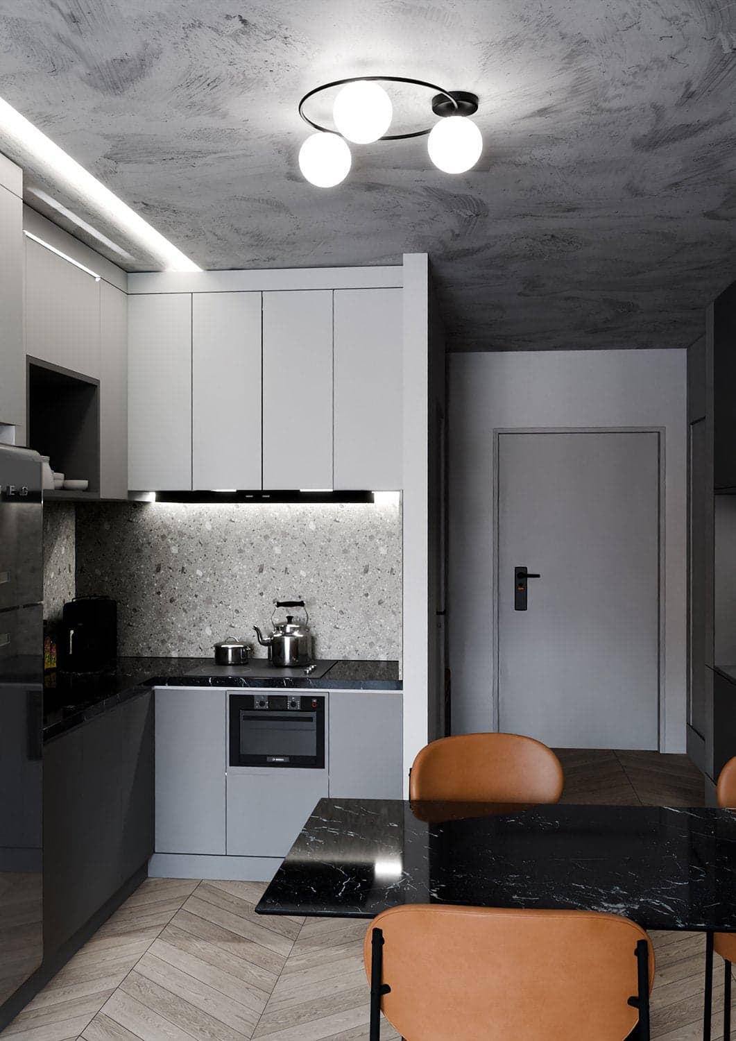 Plafoniera Minimal 3 Luci Sopra In Acciaio Nero E Sfere In Vetro Bianco in Lampadari LuceArt - Montecorvino Pugliano, commercioVirtuoso.it