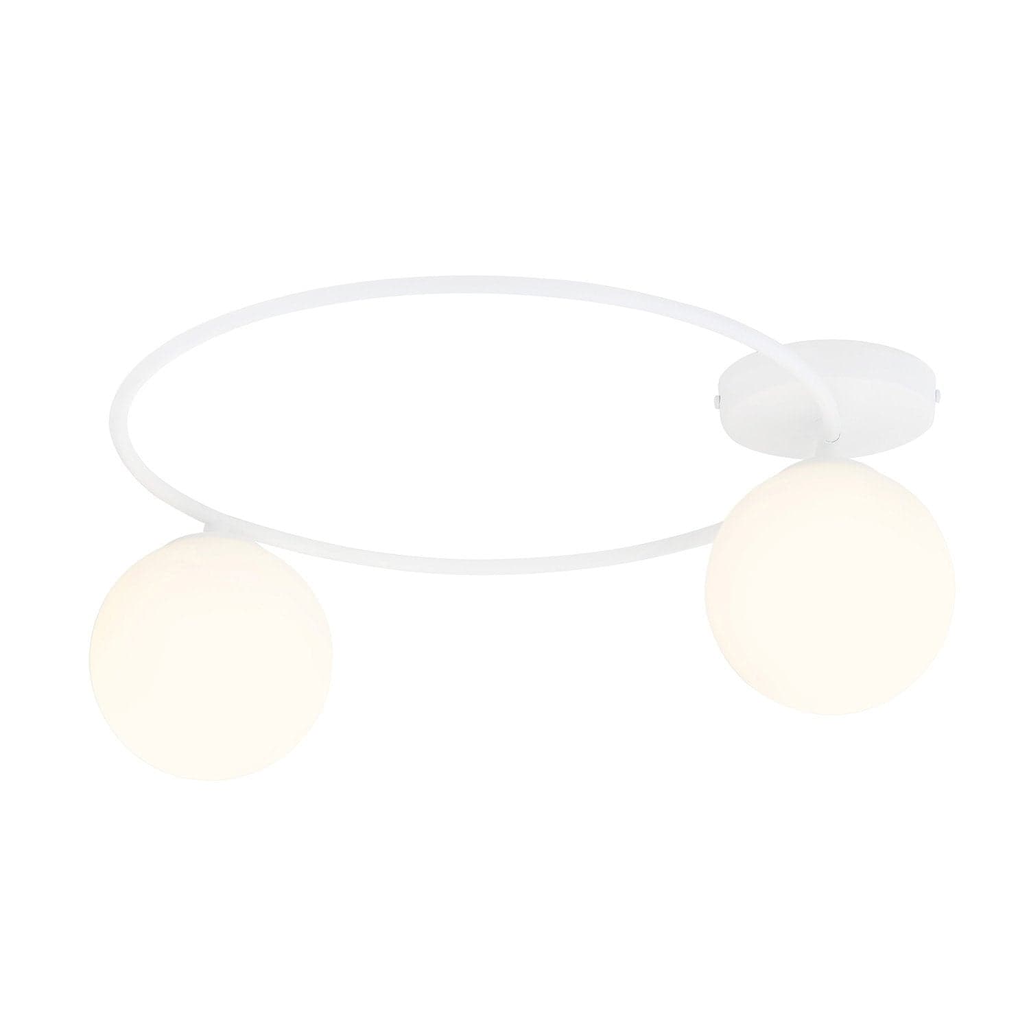 Plafoniera Minimal 2 Luci Sopra In Acciaio Bianco E Sfere In Vetro Bianco in Plafoniere LuceArt - Montecorvino Pugliano, commercioVirtuoso.it