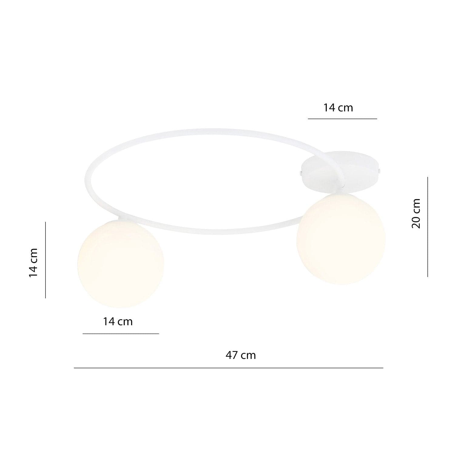 Plafoniera Minimal 2 Luci Sopra In Acciaio Bianco E Sfere In Vetro Bianco in Plafoniere LuceArt - Montecorvino Pugliano, commercioVirtuoso.it