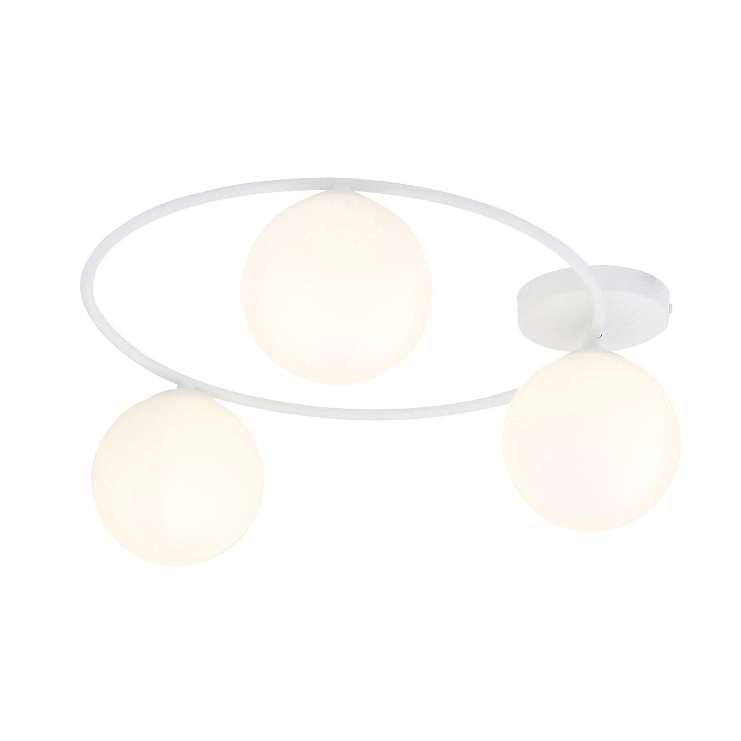 Plafoniera Minimal 3 Luci Sopra In Acciaio Bianco E Sfere In Vetro Bianco in Lampade a sospensione LuceArt - Montecorvino Pugliano, commercioVirtuoso.it