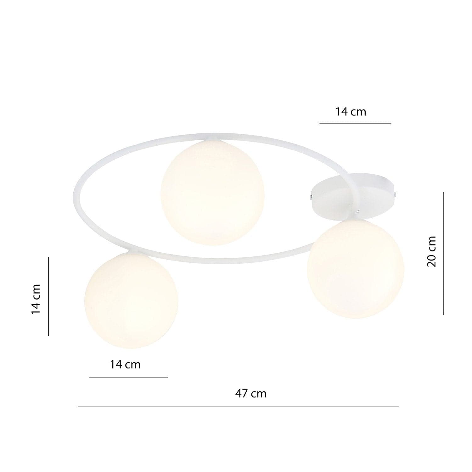Plafoniera Minimal 3 Luci Sopra In Acciaio Bianco E Sfere In Vetro Bianco in Lampade a sospensione LuceArt - Montecorvino Pugliano, commercioVirtuoso.it