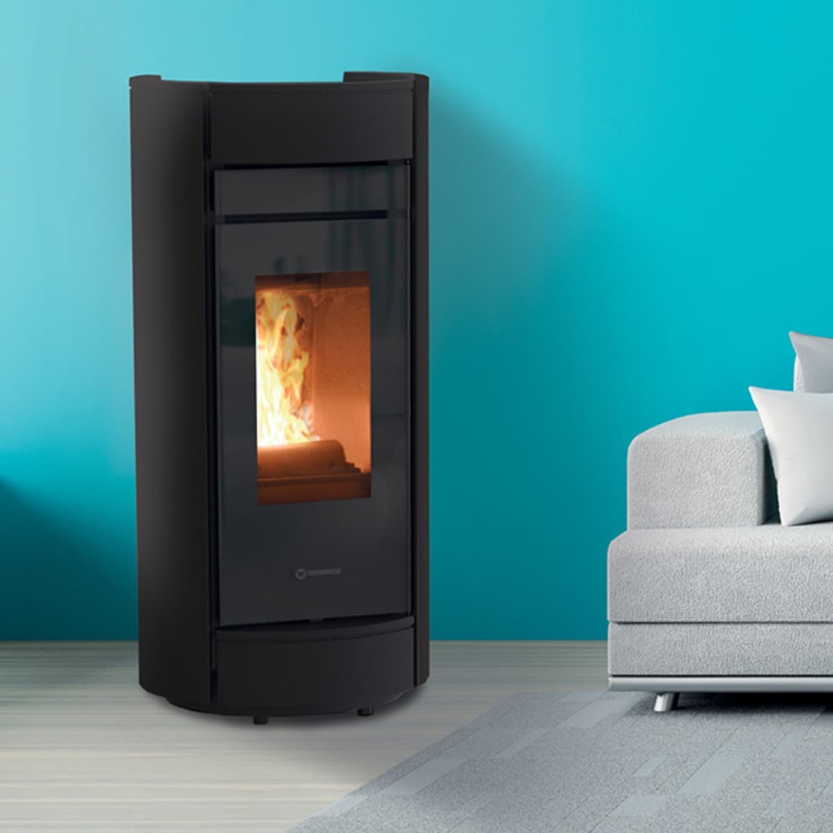Thermorossi Termostufa a Pellet Moma Idra 21 21,2 kW Nero Opaco in Termostati Masterbrico - Longobardi, commercioVirtuoso.it