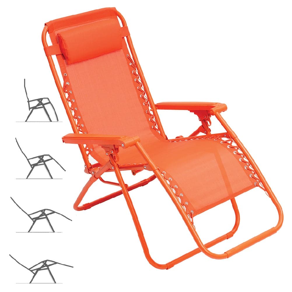 Sedia Sdraio Cordonata Gravità Zero Reclinabile Pieghevole Poggiatesta Arancio in Lettini Danyx - Casoria, commercioVirtuoso.it