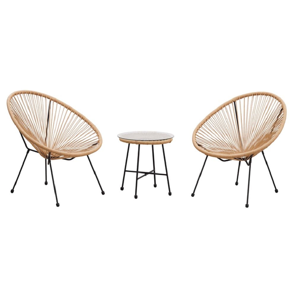Set Patio in Polyrattan con 2Sedie Tavolino per Giardino Interno Esterno Moderno in Divanetti Danyx - Casoria, commercioVirtuoso.it