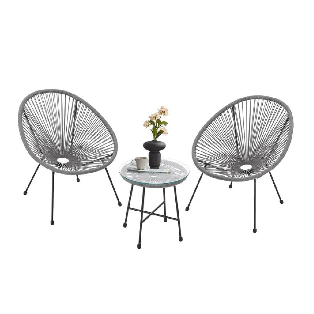 Set Patio in Polyrattan con 2Sedie Tavolino per Giardino Esterno Moderno e Confortevole in Set di mobili Danyx - Casoria, commercioVirtuoso.it