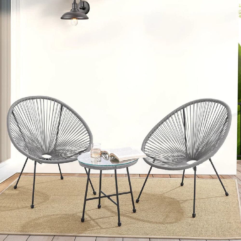Set Patio in Polyrattan con 2Sedie Tavolino per Giardino Esterno Moderno e Confortevole in Set di mobili Danyx - Casoria, commercioVirtuoso.it