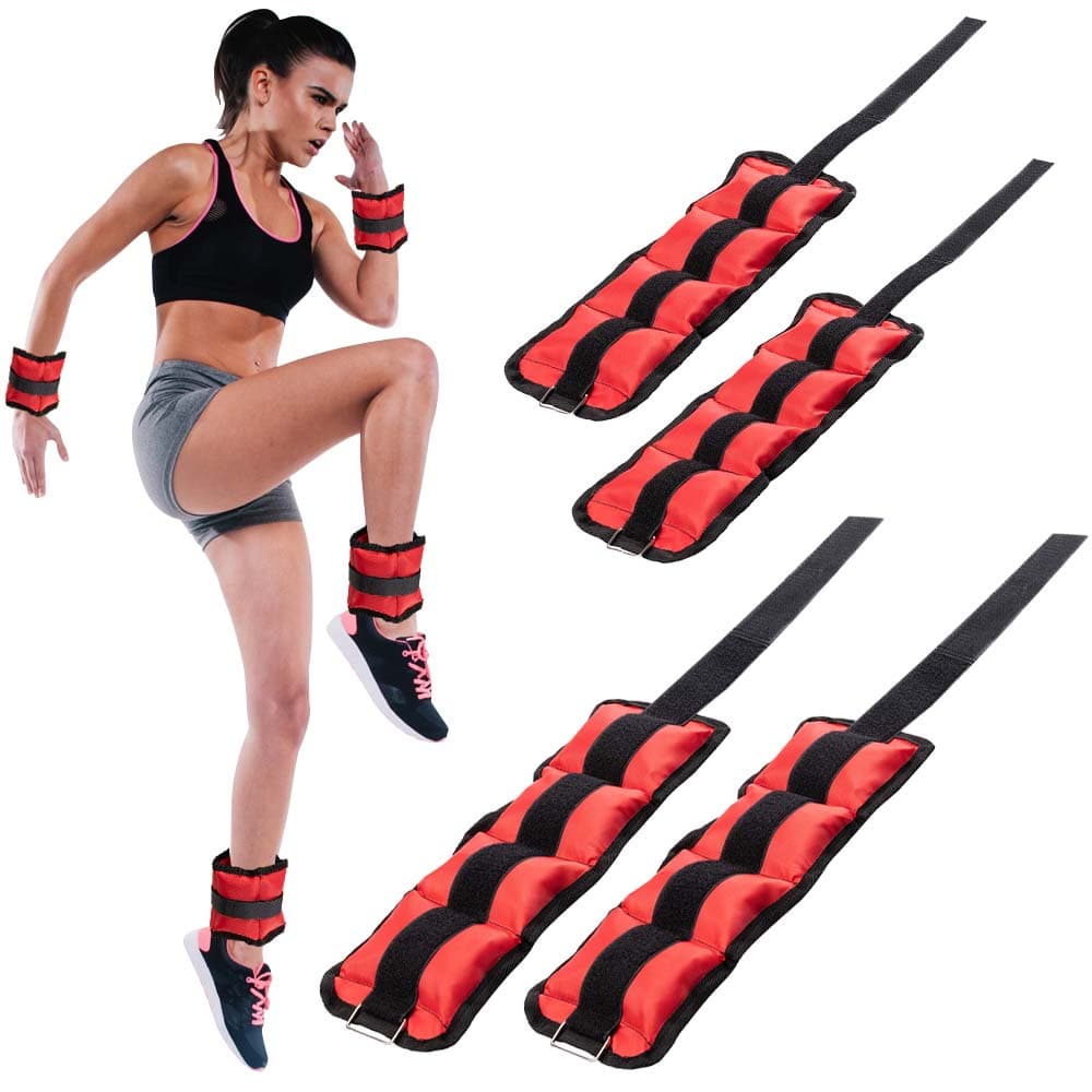 Kit 4 Pesi Allenamento Fitness 2KG+1KG Regolabili per Polsi e Caviglie Nero Rosso in Manubri Danyx - Casoria, commercioVirtuoso.it