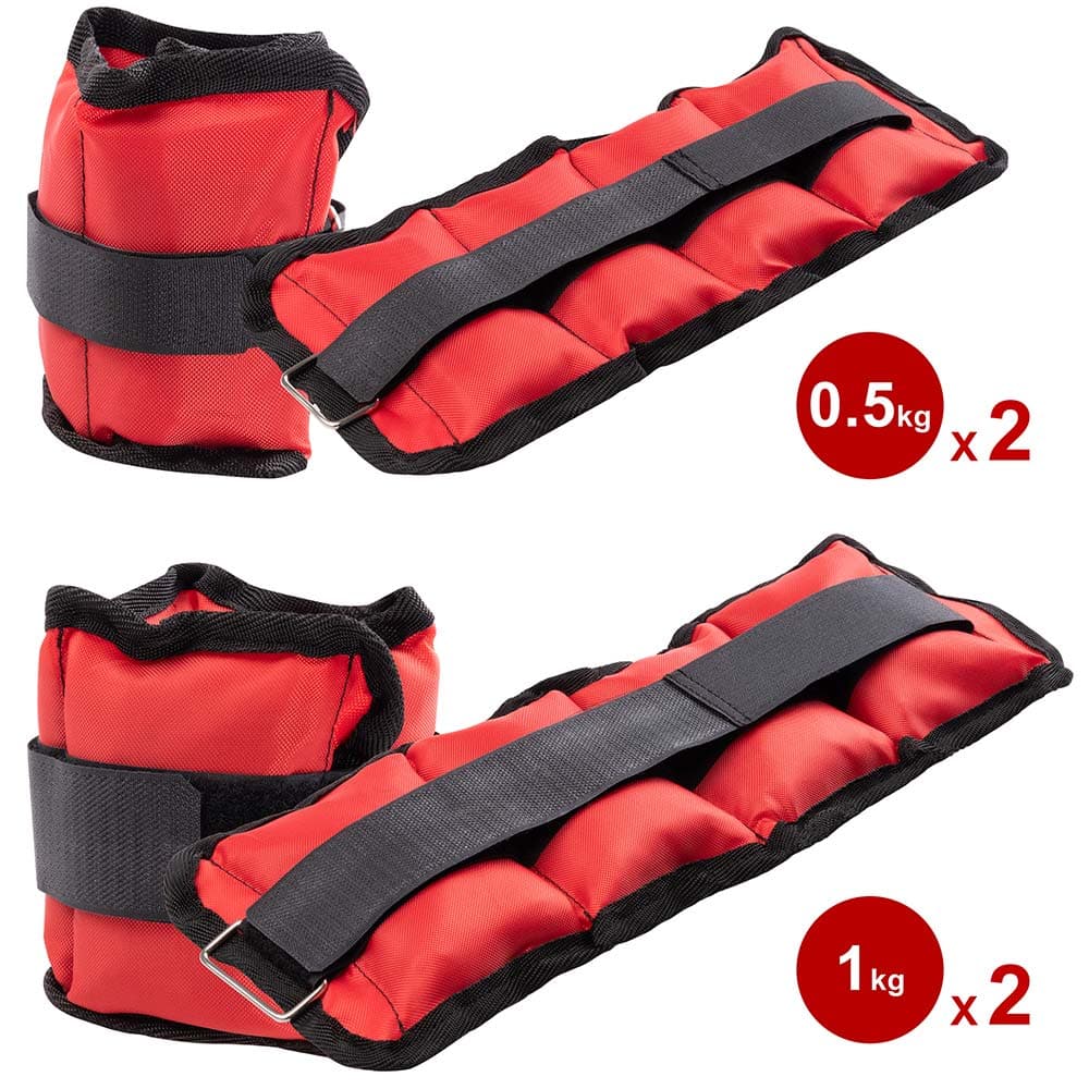 Kit 4 Pesi Allenamento Fitness 2KG+1KG Regolabili per Polsi e Caviglie Nero Rosso in Manubri Danyx - Casoria, commercioVirtuoso.it