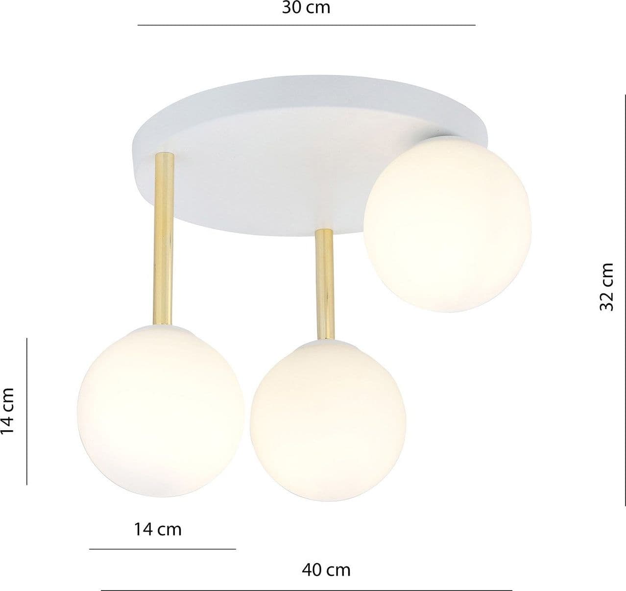 Plafoniera Contemporanea 3 Luci Dolce In Acciaio Bianco Oro E Sfere Vetro Bianco in Lampade a sospensione LuceArt - Montecorvino Pugliano, commercioVirtuoso.it
