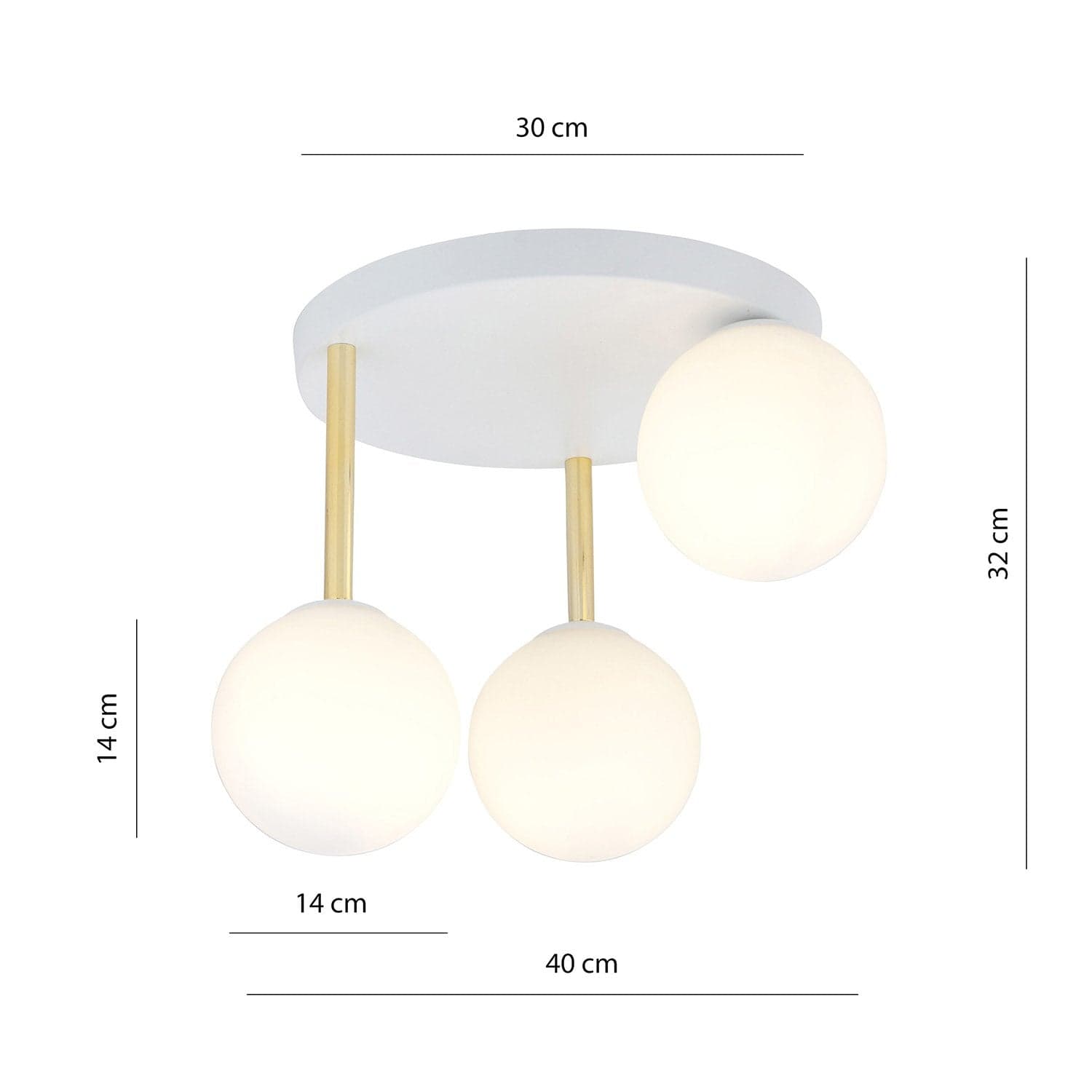 Plafoniera Contemporanea 3 Luci Dolce In Acciaio Bianco Oro E Sfere Vetro Bianco in Lampade a sospensione LuceArt - Montecorvino Pugliano, commercioVirtuoso.it