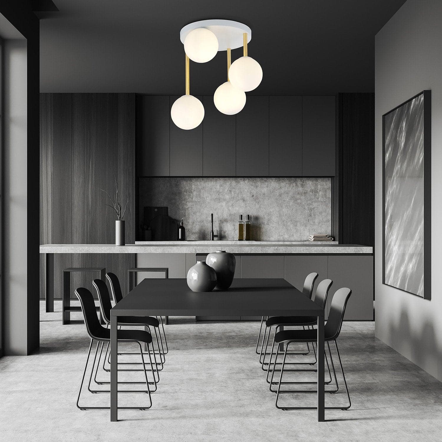 Plafoniera Contemporanea 4 Luci Dolce In Acciaio Bianco Oro E Sfere Vetro Bianco in Lampade a sospensione LuceArt - Montecorvino Pugliano, commercioVirtuoso.it