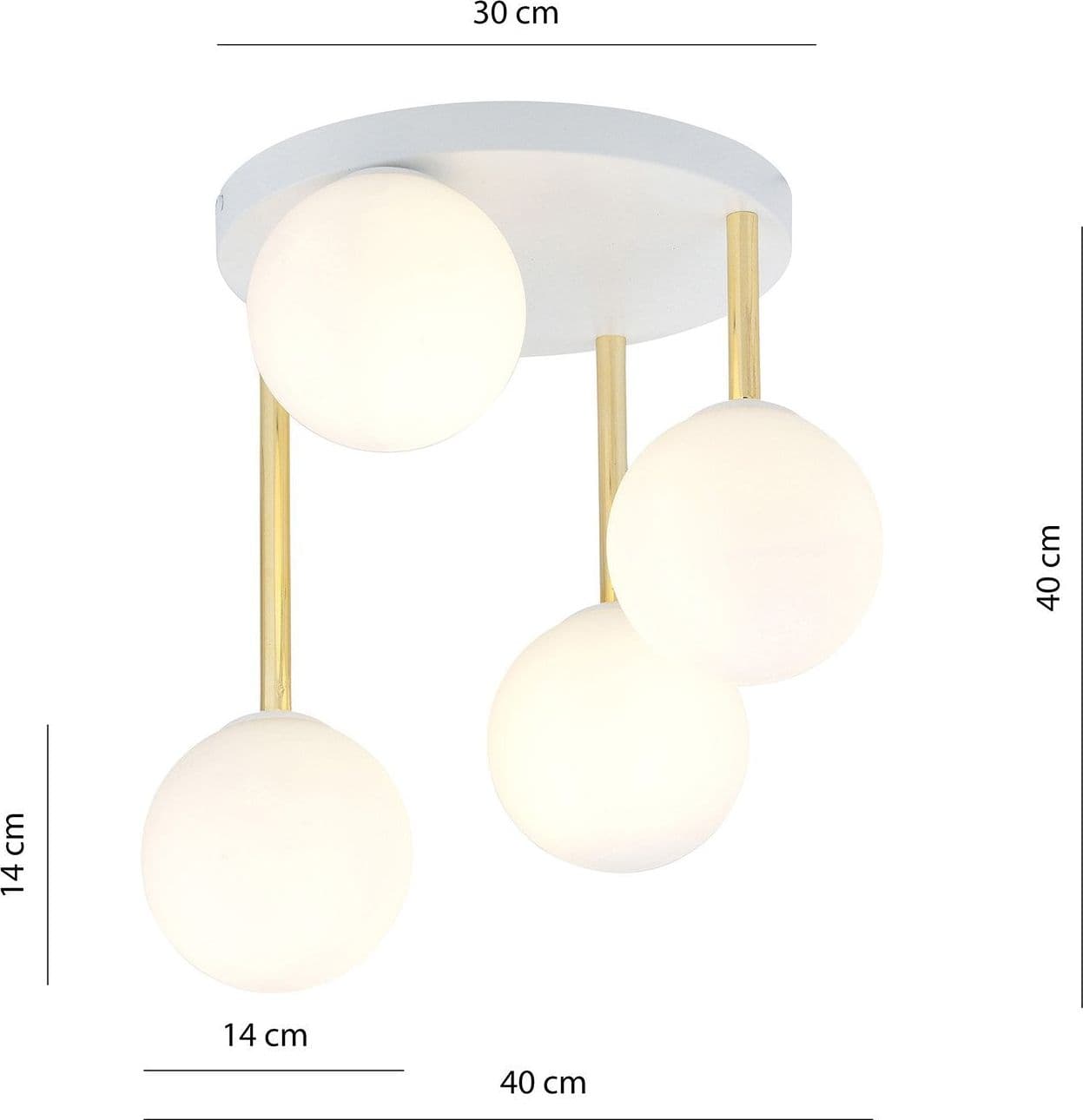 Plafoniera Contemporanea 4 Luci Dolce In Acciaio Bianco Oro E Sfere Vetro Bianco in Lampade a sospensione LuceArt - Montecorvino Pugliano, commercioVirtuoso.it
