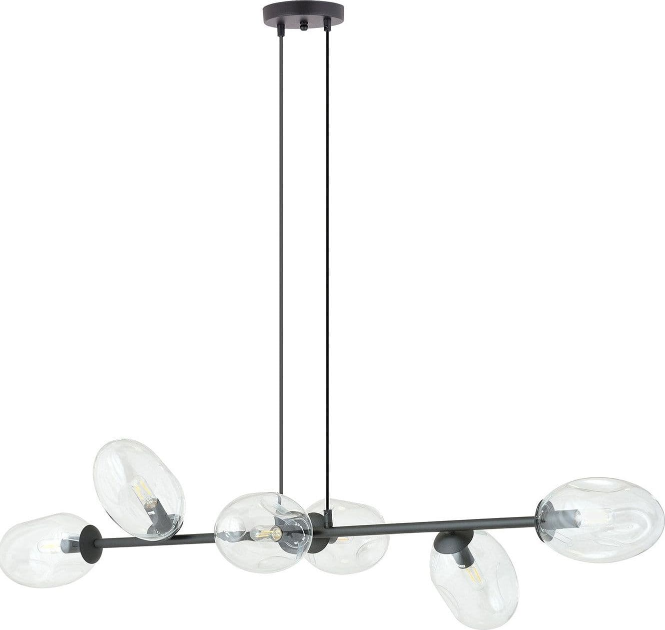 Sospensione Contemporanea 6 Luci Pandora In Acciaio Nero E Vetro Trasparente in Lampade a sospensione LuceArt - Montecorvino Pugliano, commercioVirtuoso.it