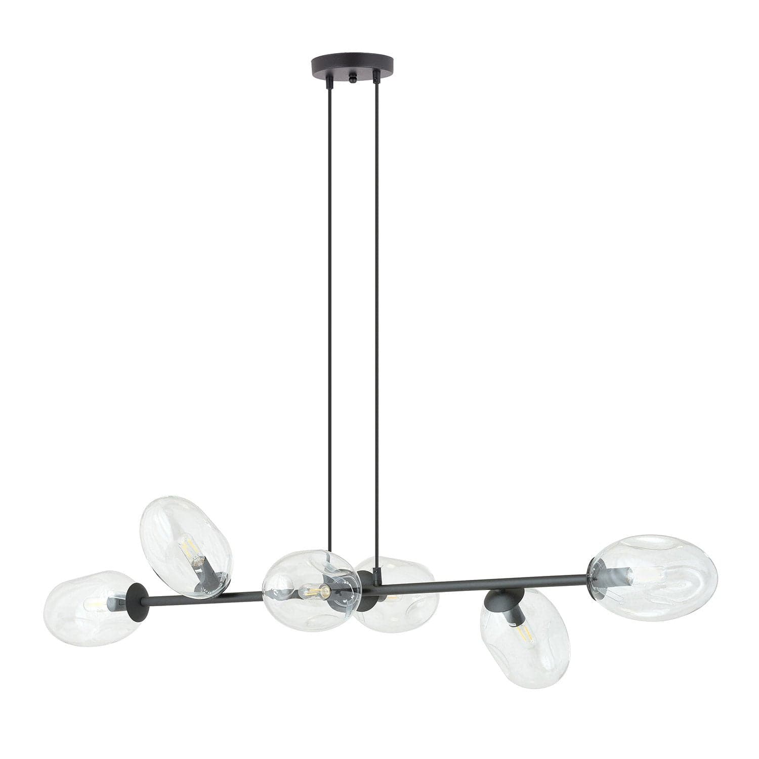 Sospensione Contemporanea 6 Luci Pandora In Acciaio Nero E Vetro Trasparente in Lampade a sospensione LuceArt - Montecorvino Pugliano, commercioVirtuoso.it
