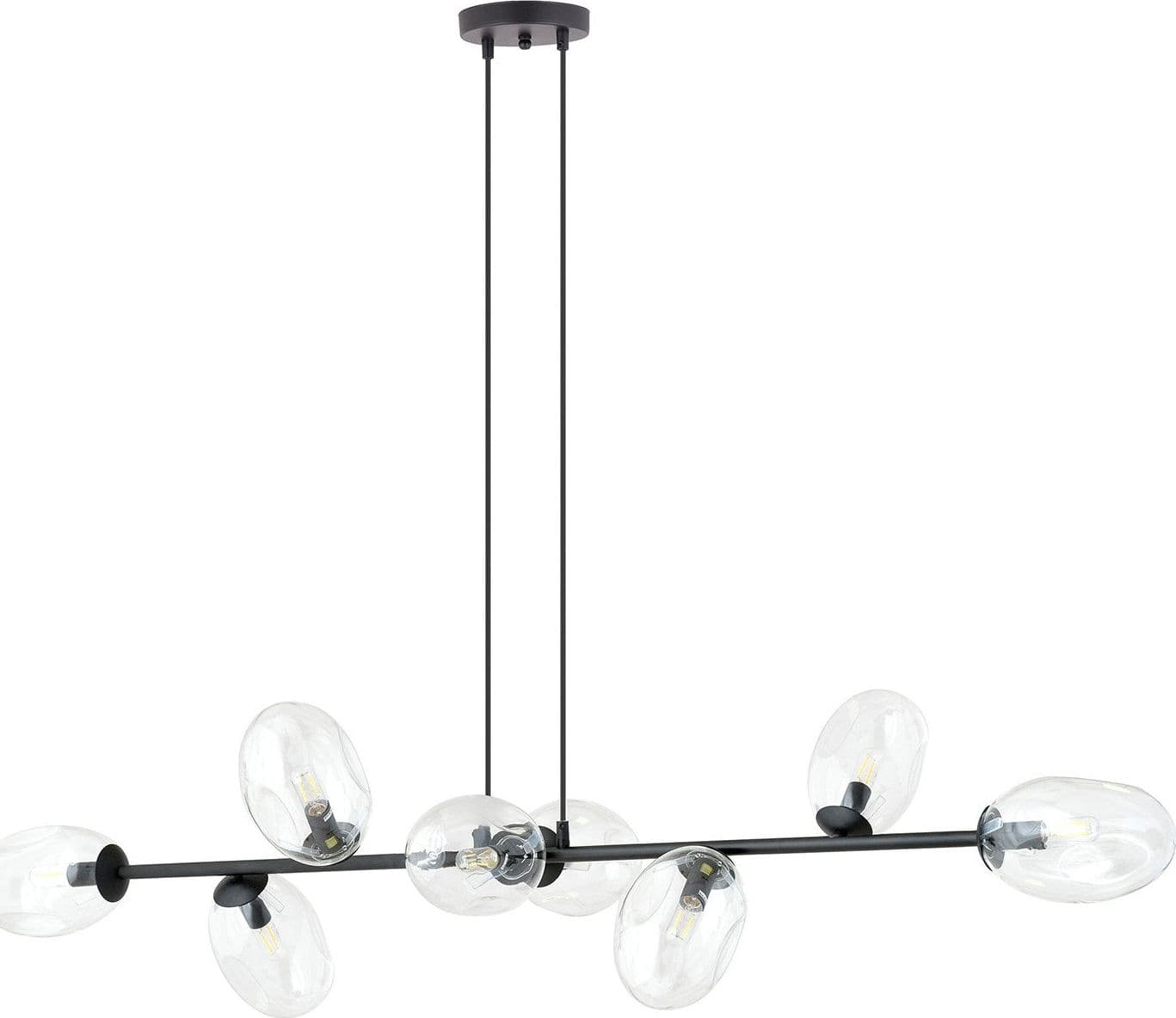 Sospensione Contemporanea 8 Luci Pandora In Acciaio Nero E Vetro Trasparente in Lampade a sospensione LuceArt - Montecorvino Pugliano, commercioVirtuoso.it
