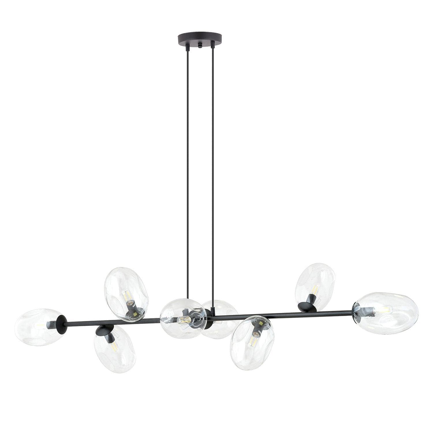 Sospensione Contemporanea 8 Luci Pandora In Acciaio Nero E Vetro Trasparente in Lampade a sospensione LuceArt - Montecorvino Pugliano, commercioVirtuoso.it