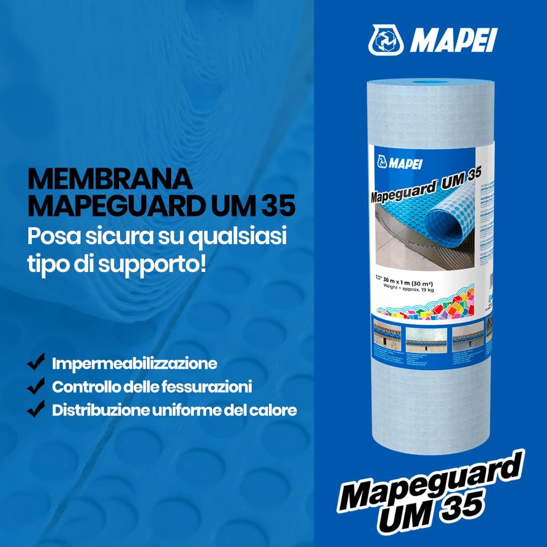 Mapei Mapeguard UM 35 – Membrana Antifrattura HDPE Rotolo 1x30 mt in Nastro impermeabilizzante Masterbrico - Longobardi, commercioVirtuoso.it