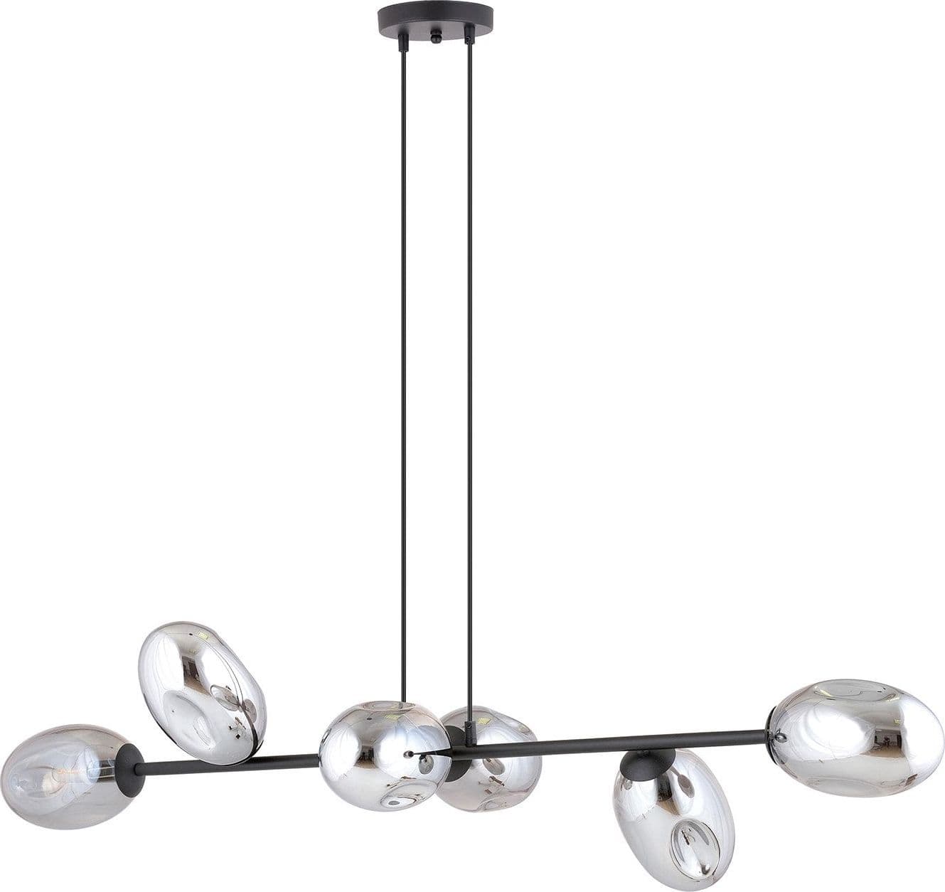 Sospensione Contemporanea 6 Luci Pandora In Acciaio Nero E Vetro Fumè in Lampade a sospensione LuceArt - Montecorvino Pugliano, commercioVirtuoso.it