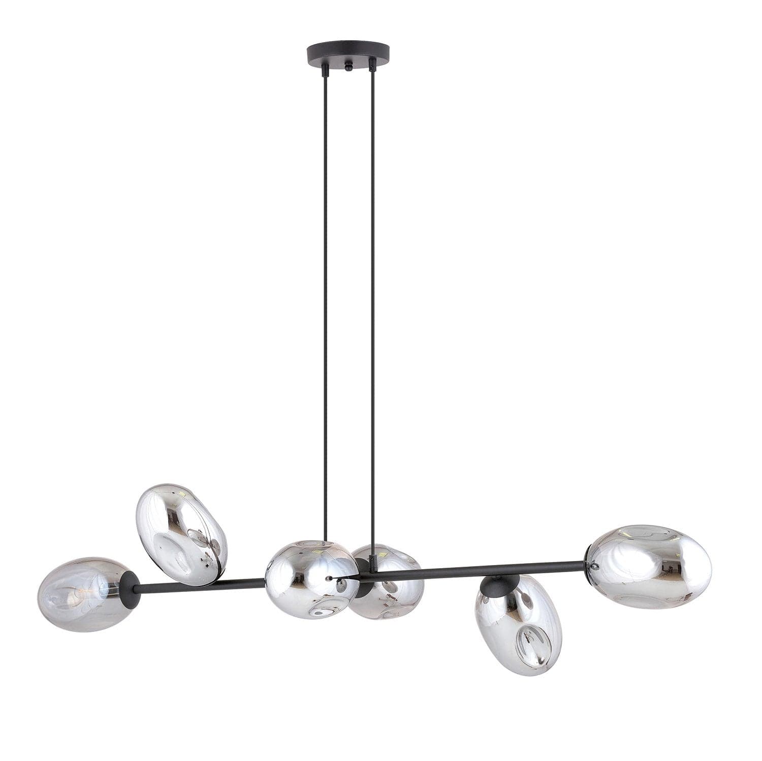 Sospensione Contemporanea 6 Luci Pandora In Acciaio Nero E Vetro Fumè in Lampade a sospensione LuceArt - Montecorvino Pugliano, commercioVirtuoso.it