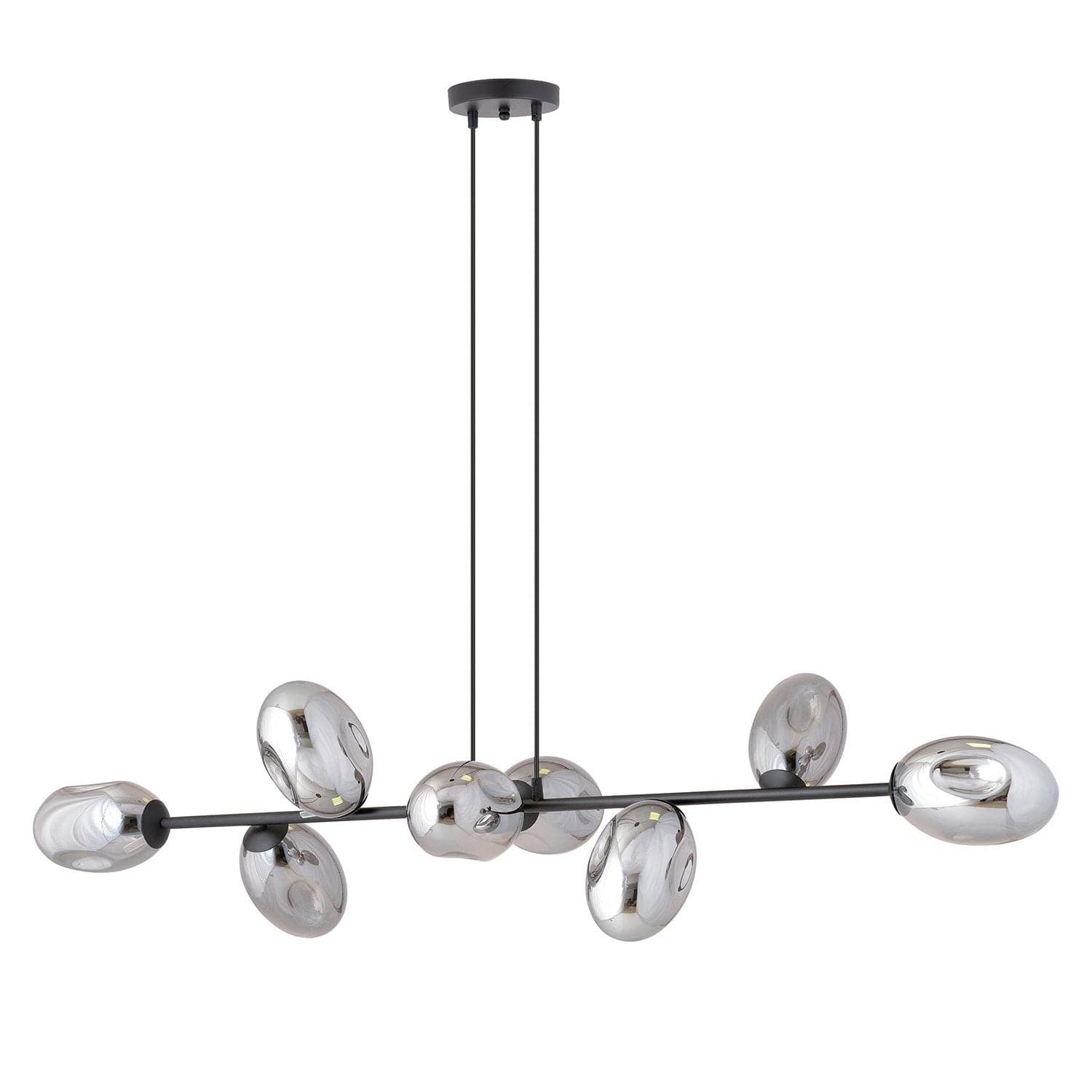 Sospensione Contemporanea 8 Luci Pandora In Acciaio Nero E Vetro Fumè in Lampade a sospensione LuceArt - Montecorvino Pugliano, commercioVirtuoso.it