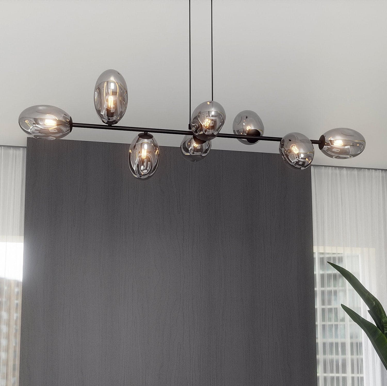 Sospensione Contemporanea 8 Luci Pandora In Acciaio Nero E Vetro Fumè in Lampade a sospensione LuceArt - Montecorvino Pugliano, commercioVirtuoso.it