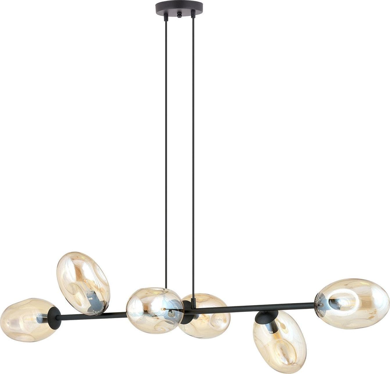 Sospensione Contemporanea 6 Luci Pandora In Acciaio Nero E Vetro Ambra in Lampade a sospensione LuceArt - Montecorvino Pugliano, commercioVirtuoso.it