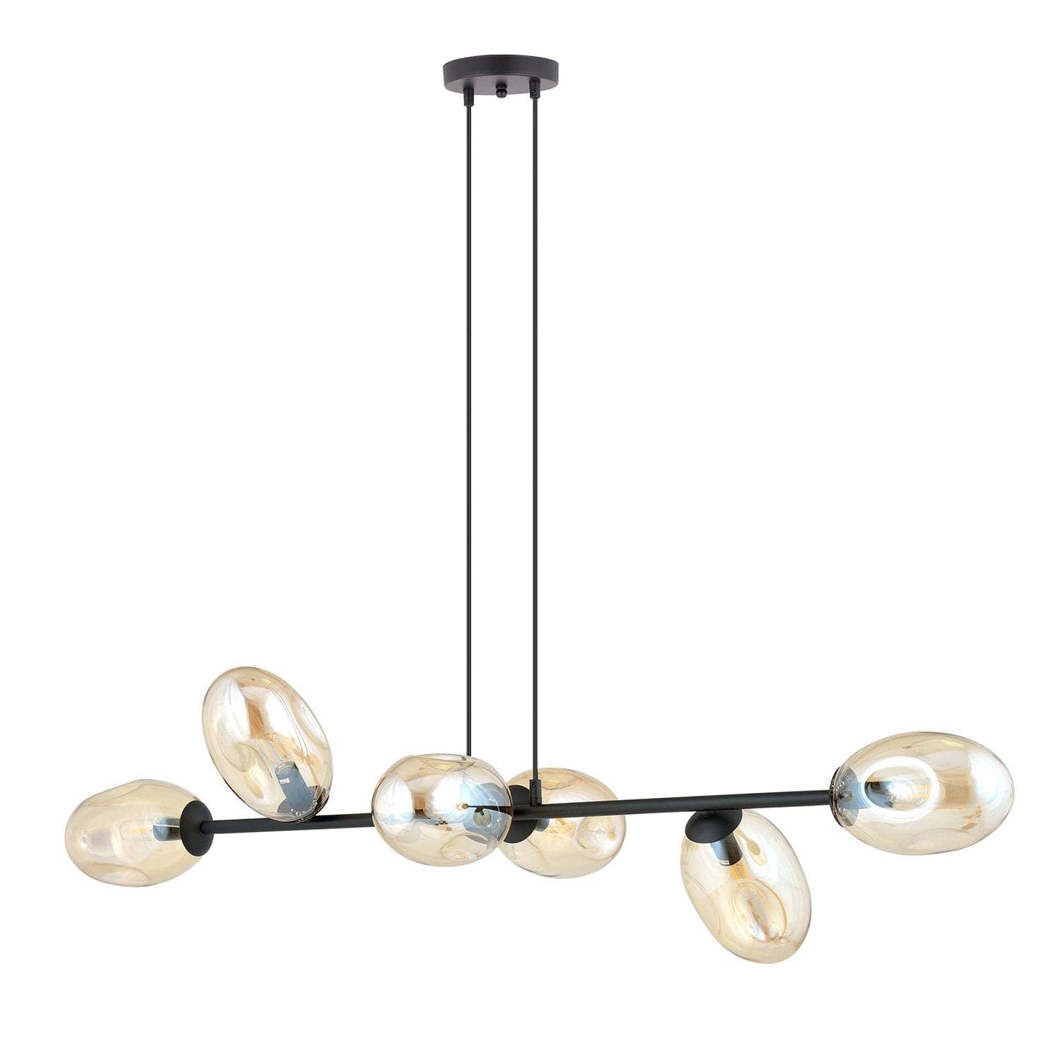 Sospensione Contemporanea 6 Luci Pandora In Acciaio Nero E Vetro Ambra in Lampade a sospensione LuceArt - Montecorvino Pugliano, commercioVirtuoso.it